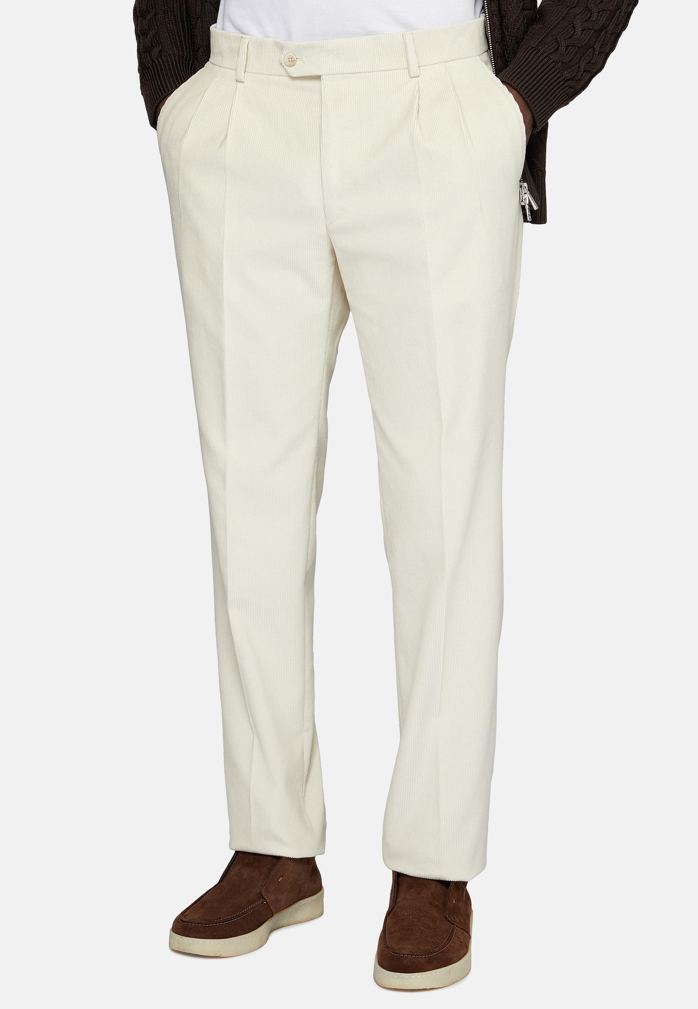 Cream Solid Long Trousers, , large image number 1