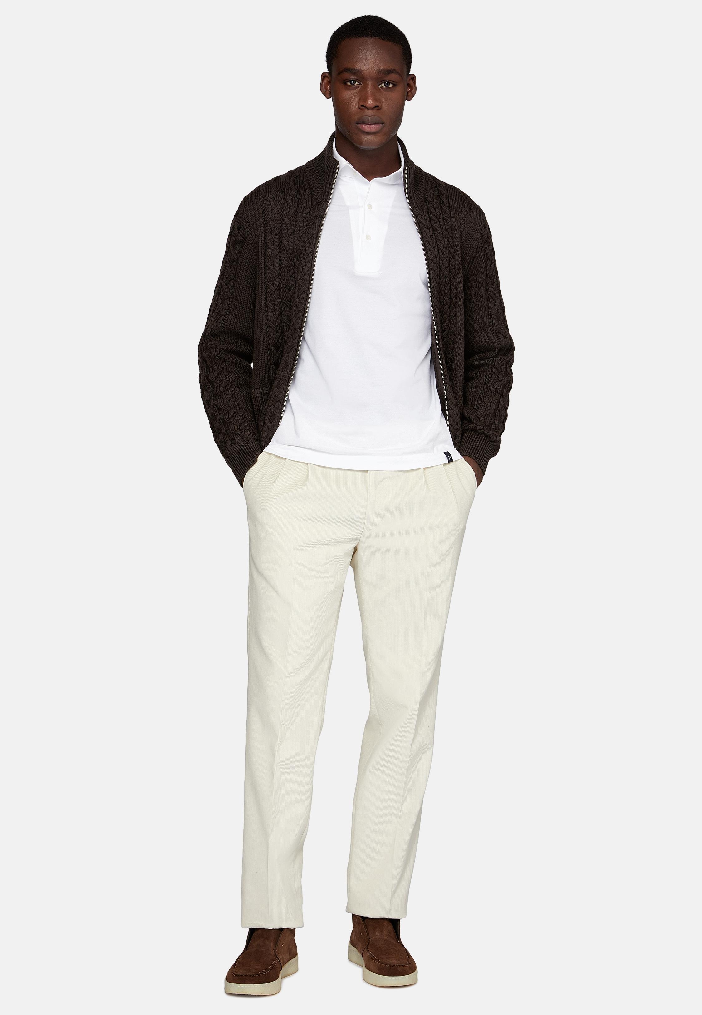 Cream Solid Long Trousers, , large image number 3