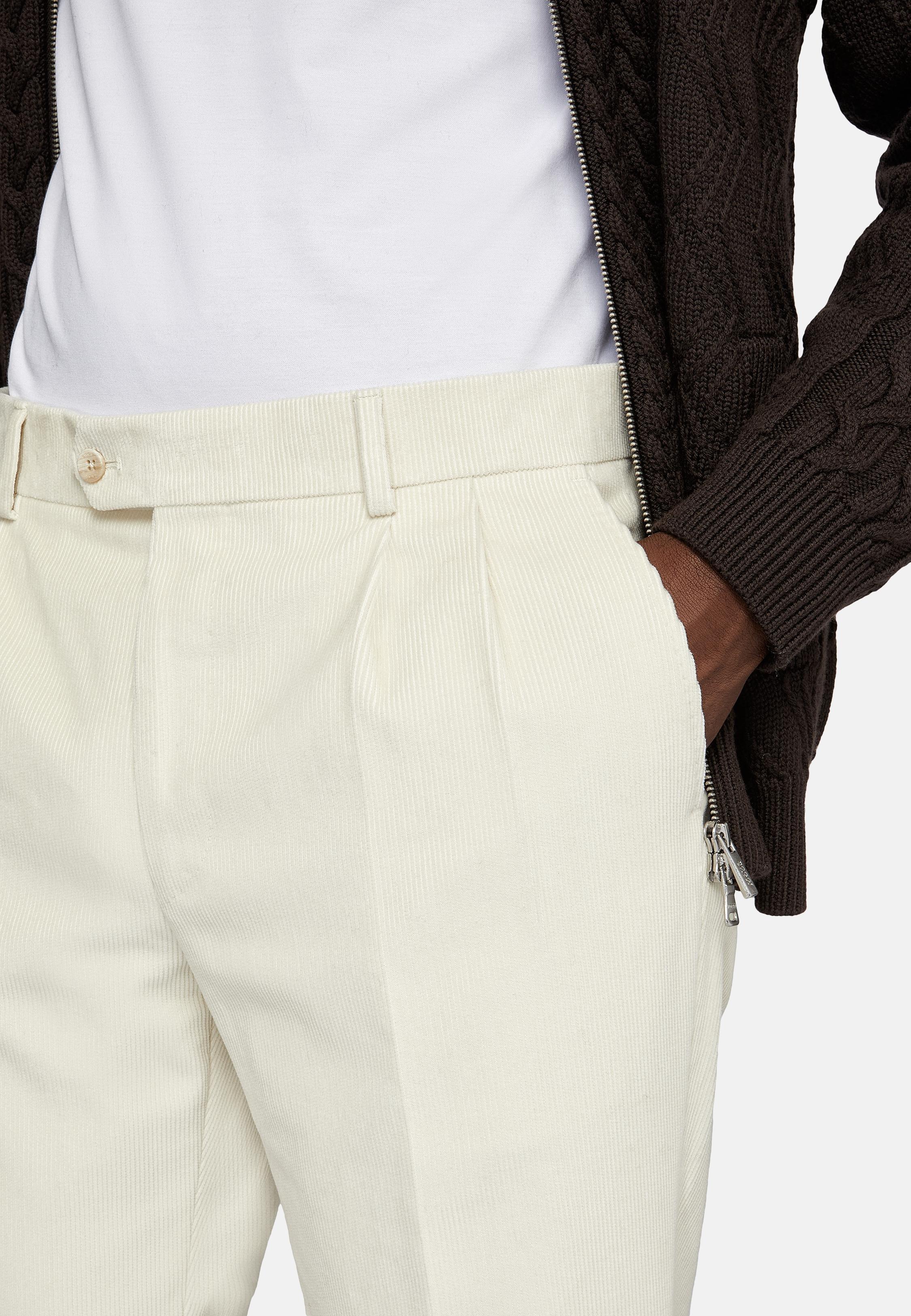 Cream Solid Long Trousers, , large image number 6