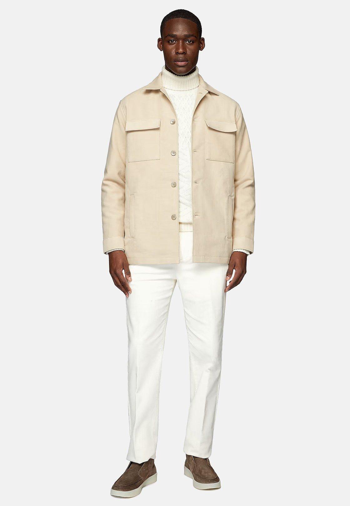 Beige Link Shirt Jacket In Moleskin, , large image number 1