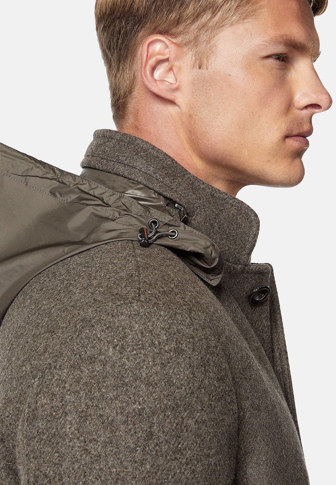 Taupe Textured Wool Peacoat, , large image number 2