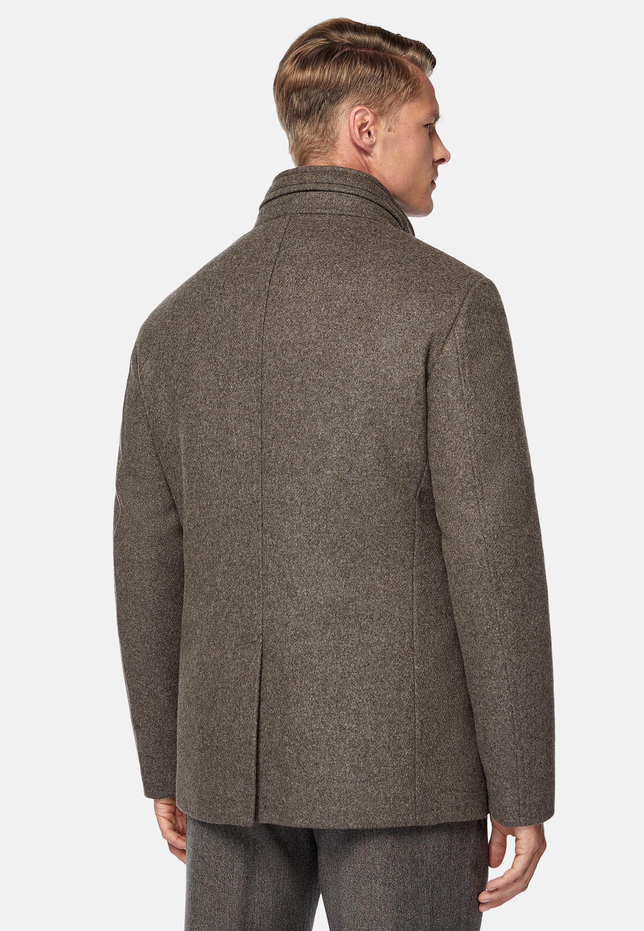 Taupe Textured Wool Peacoat, Taupe, large image number 3