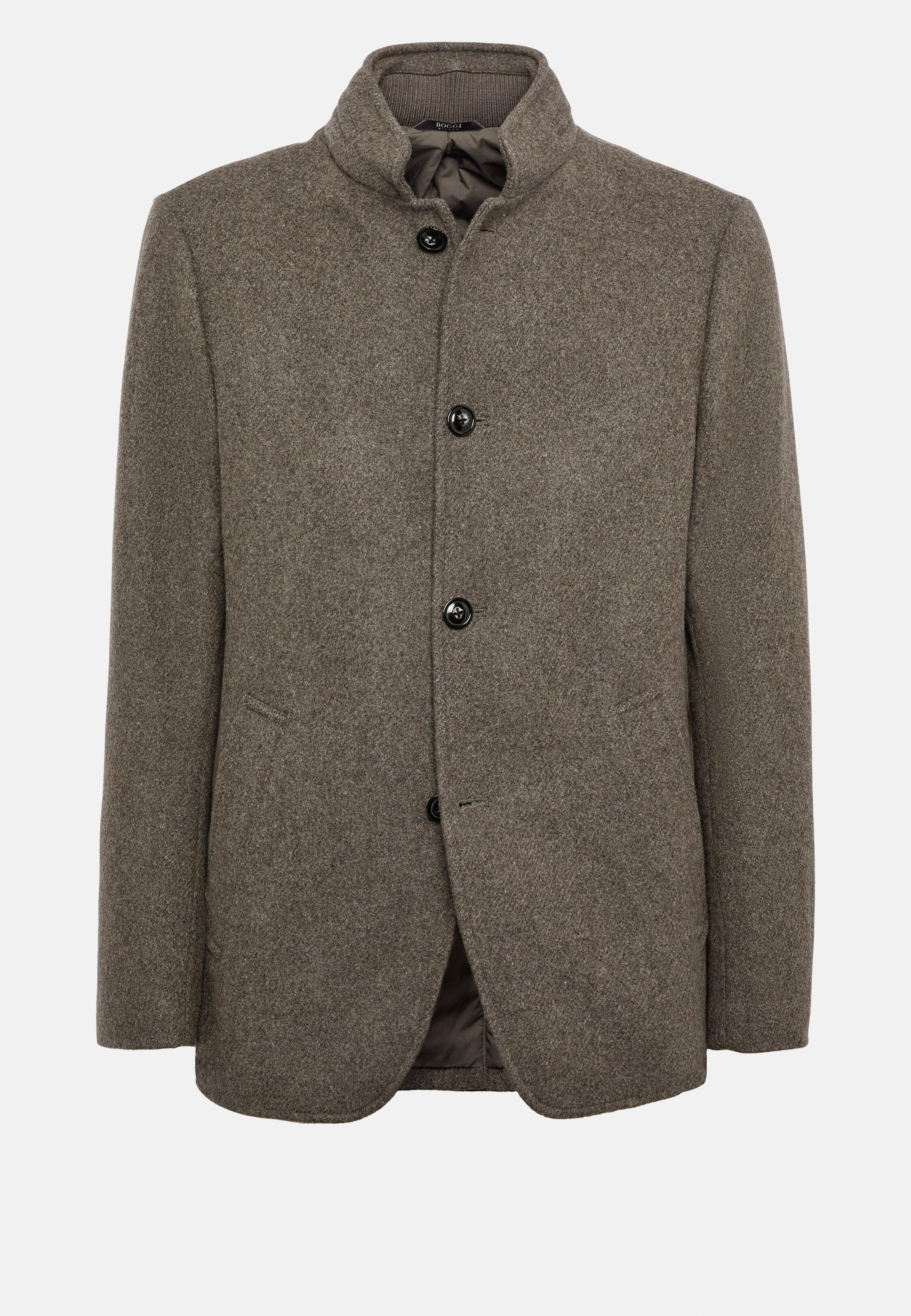 Taupe Textured Wool Peacoat, Taupe, large image number 6