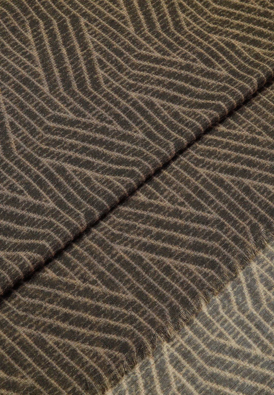 Brown Herringbone Wool Scarf, 3901_TAUP, large image number 2