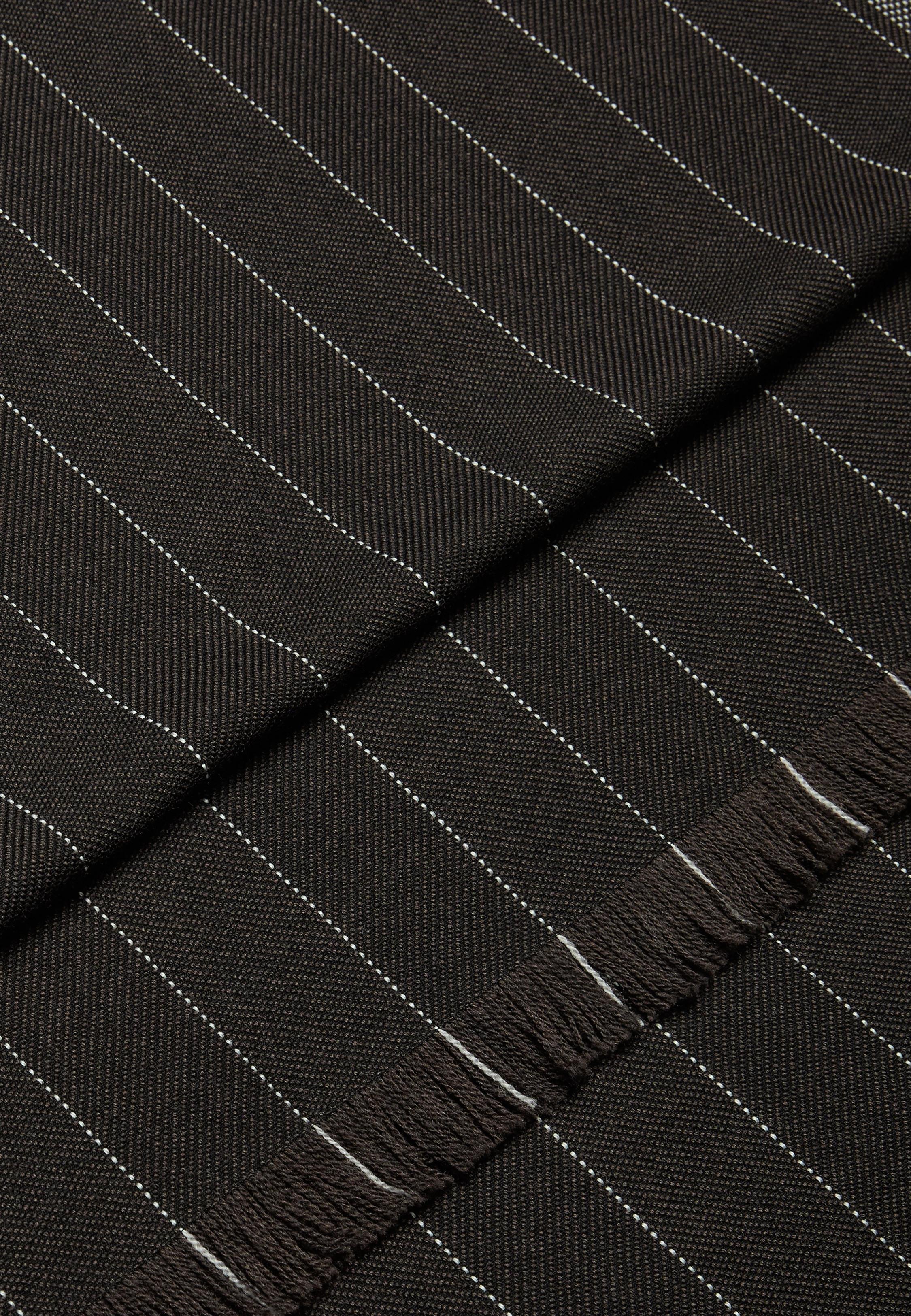Brown Striped Print Rectangle Scarf, 3901_DKBR, large image number 1