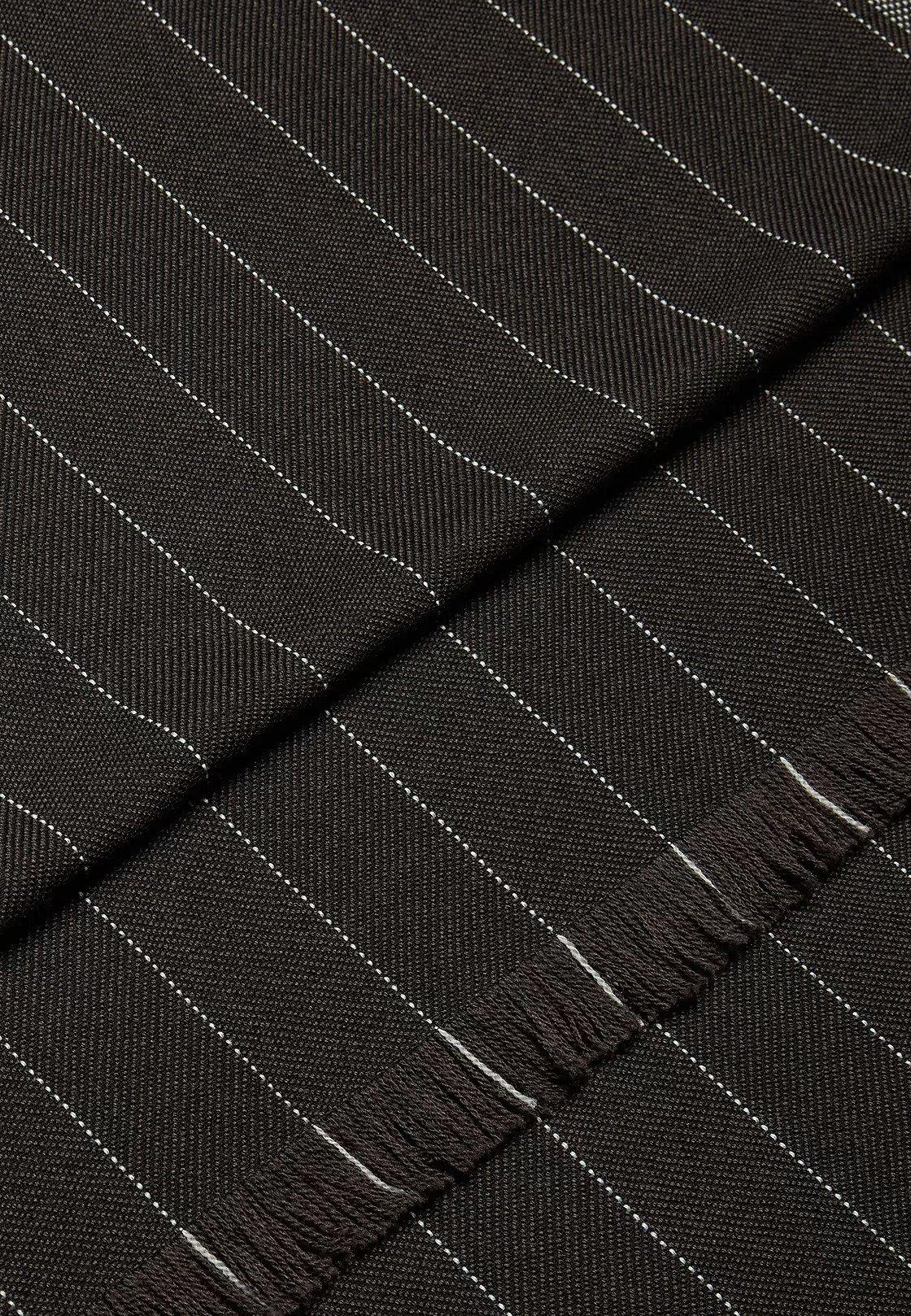 Brown Striped Print Rectangle Scarf, 3901_DKBR, large image number 2