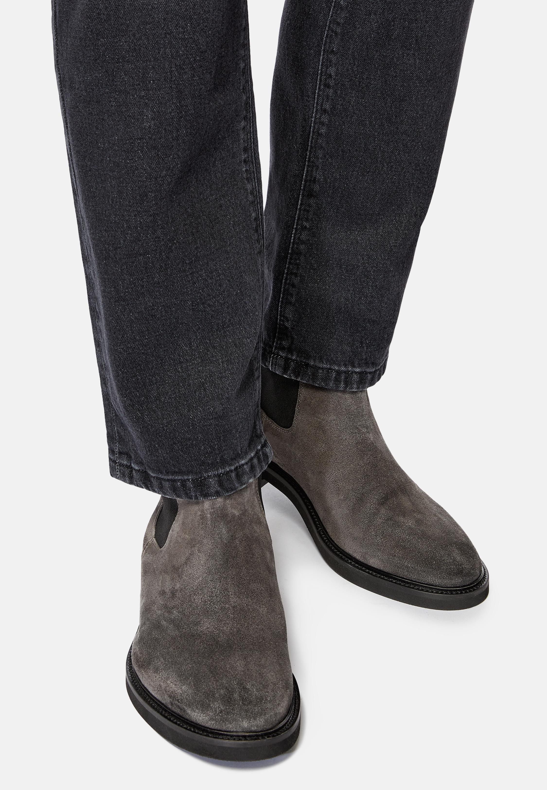 BLACK Suede Leather Ankle Boots, , large image number 1