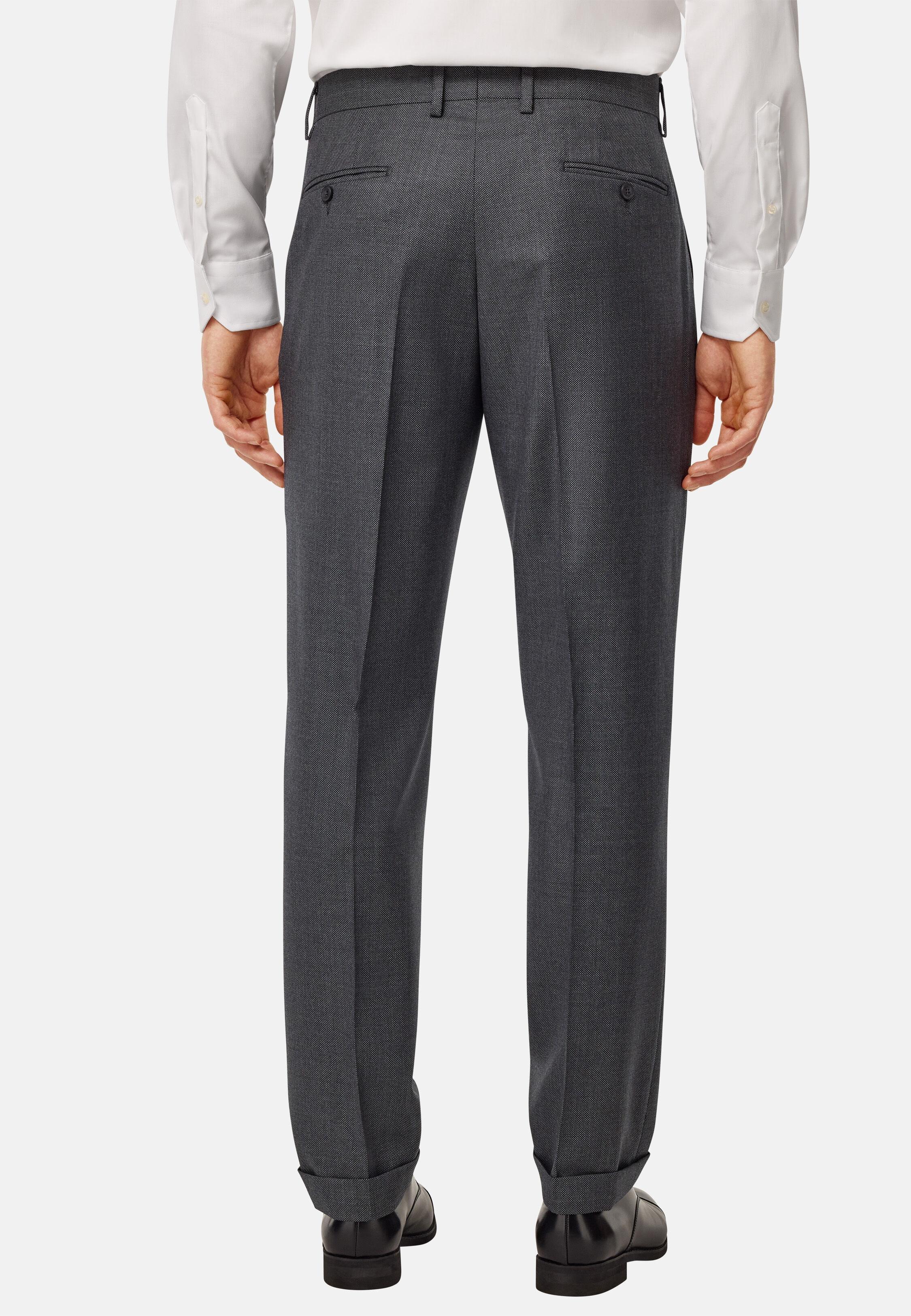 Trousers in Pure Wool Bird's Eye, Medium Grey, Medium grey, large image number 2