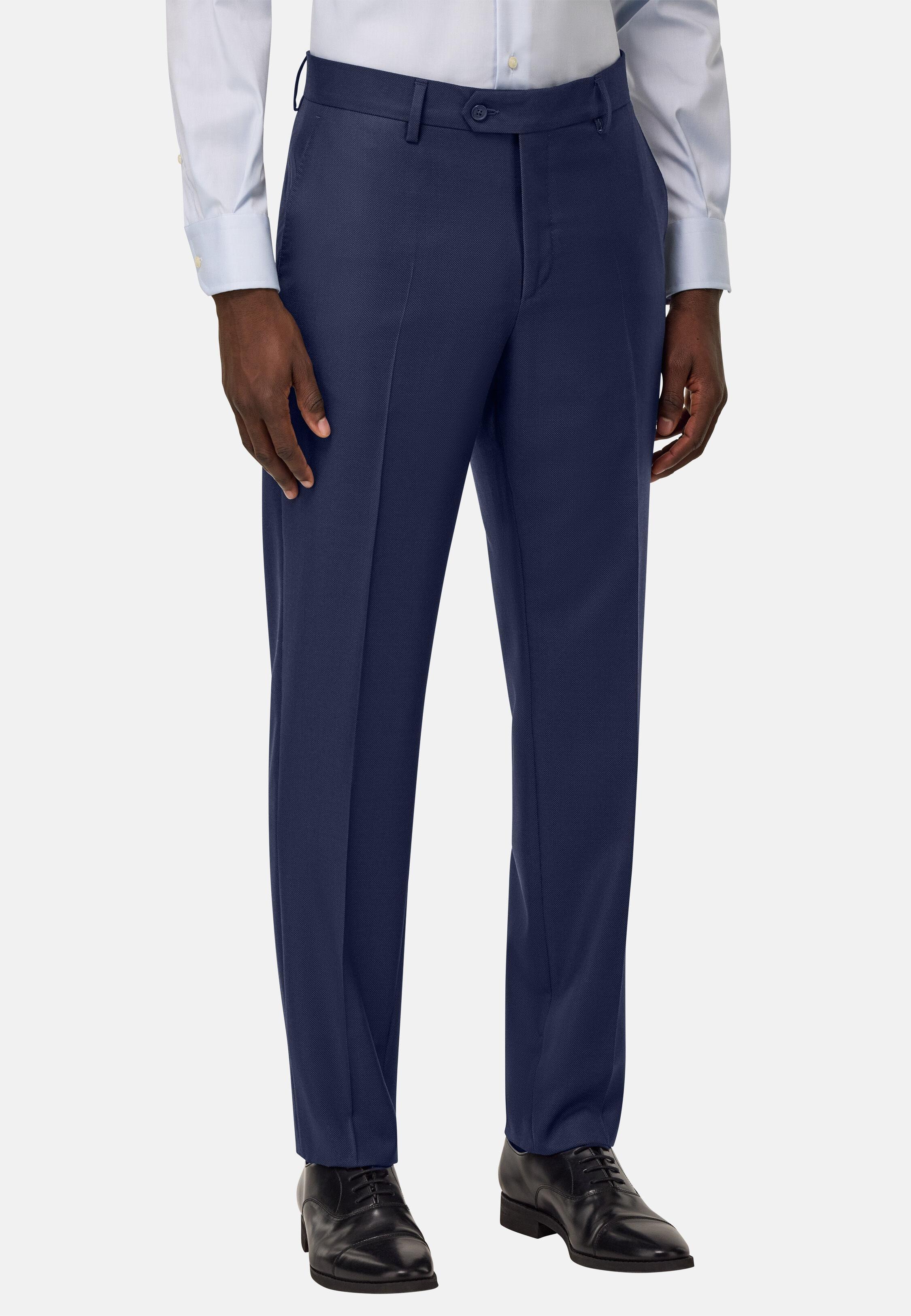 Pure Wool Birds Eye Trousers Navy, 3901_BTTE, large image number 0