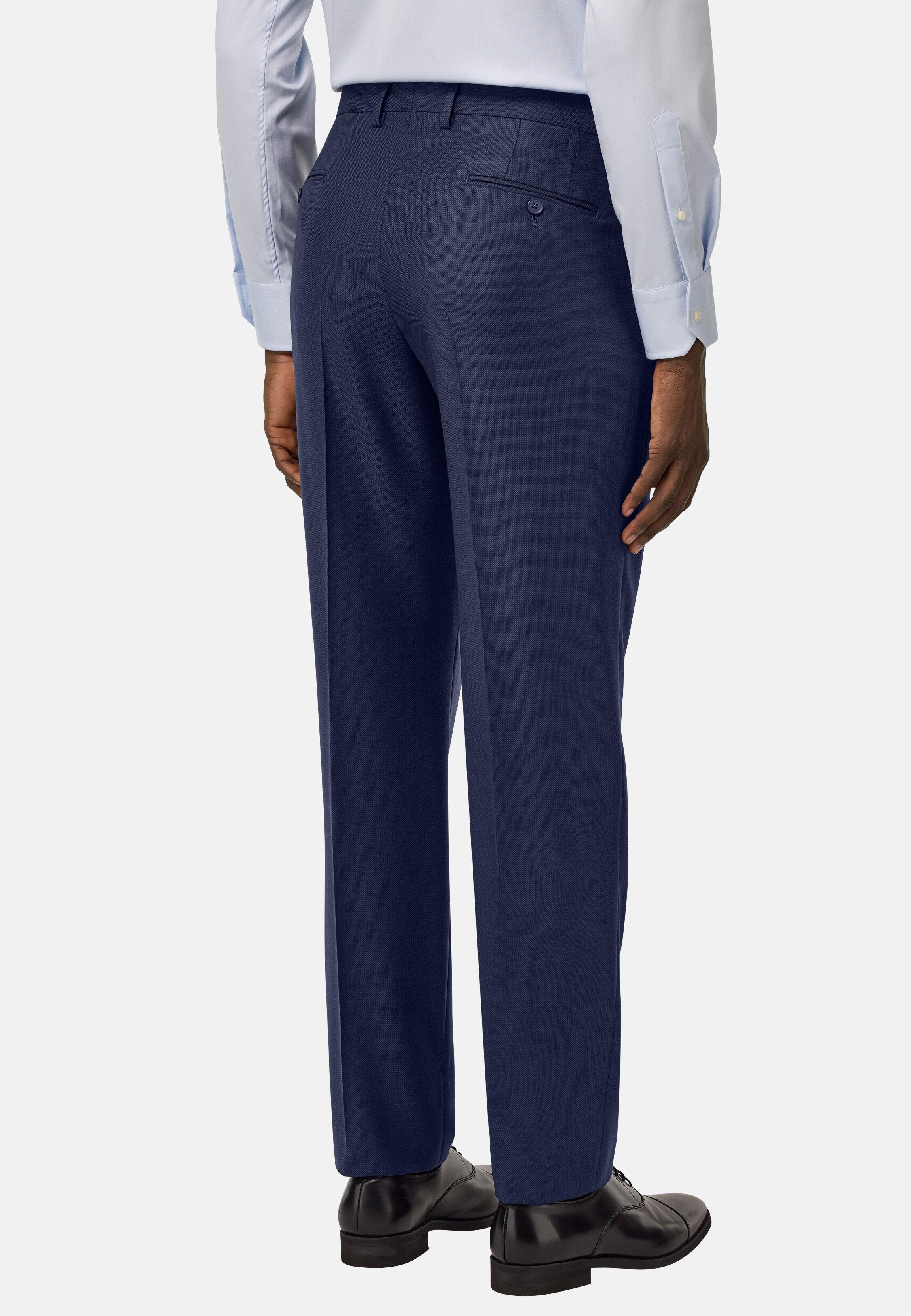 Pure Wool Birds Eye Trousers Navy, 3901_BTTE, large image number 2