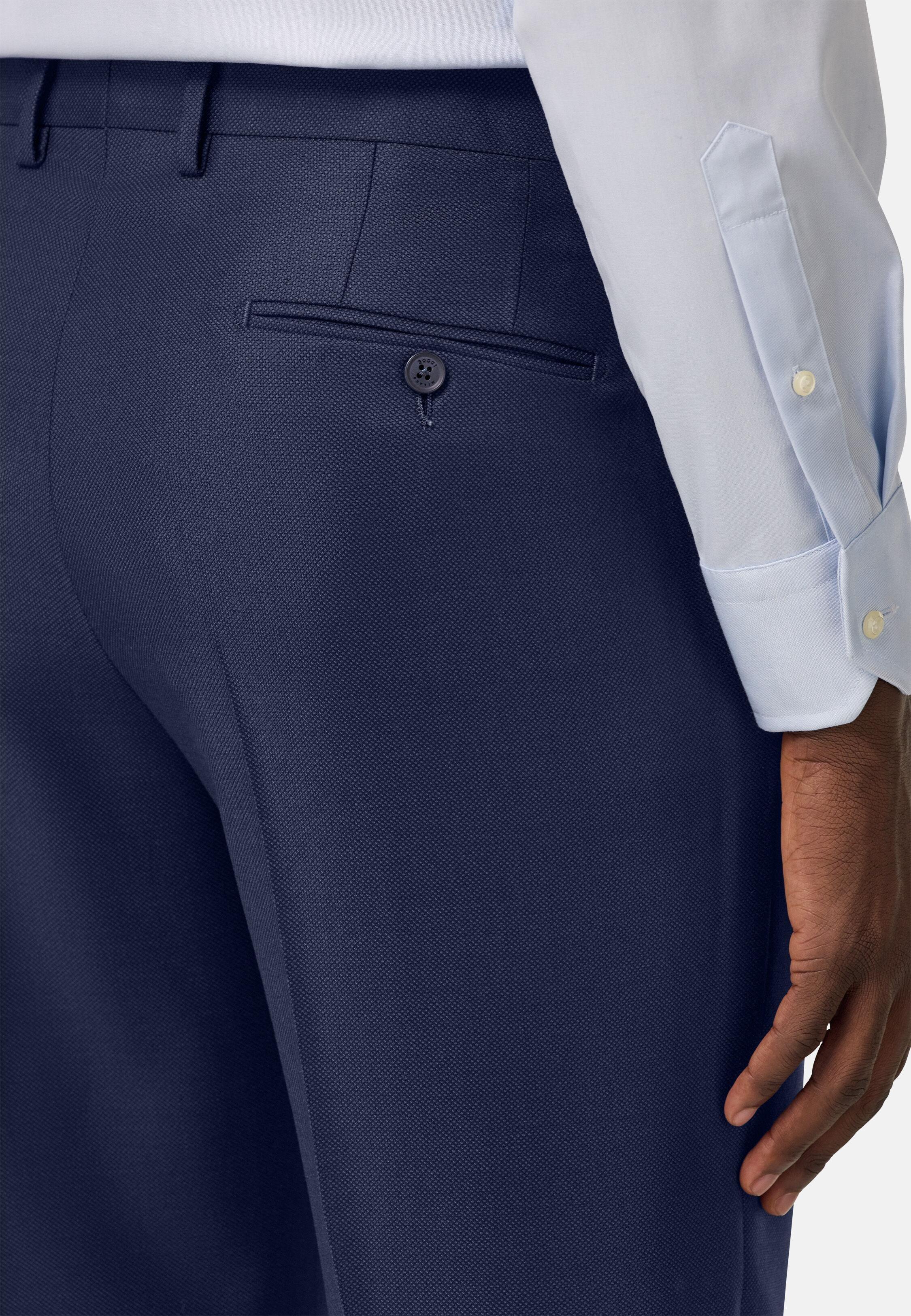 Pure Wool Birds Eye Trousers Navy, 3901_BTTE, large image number 3