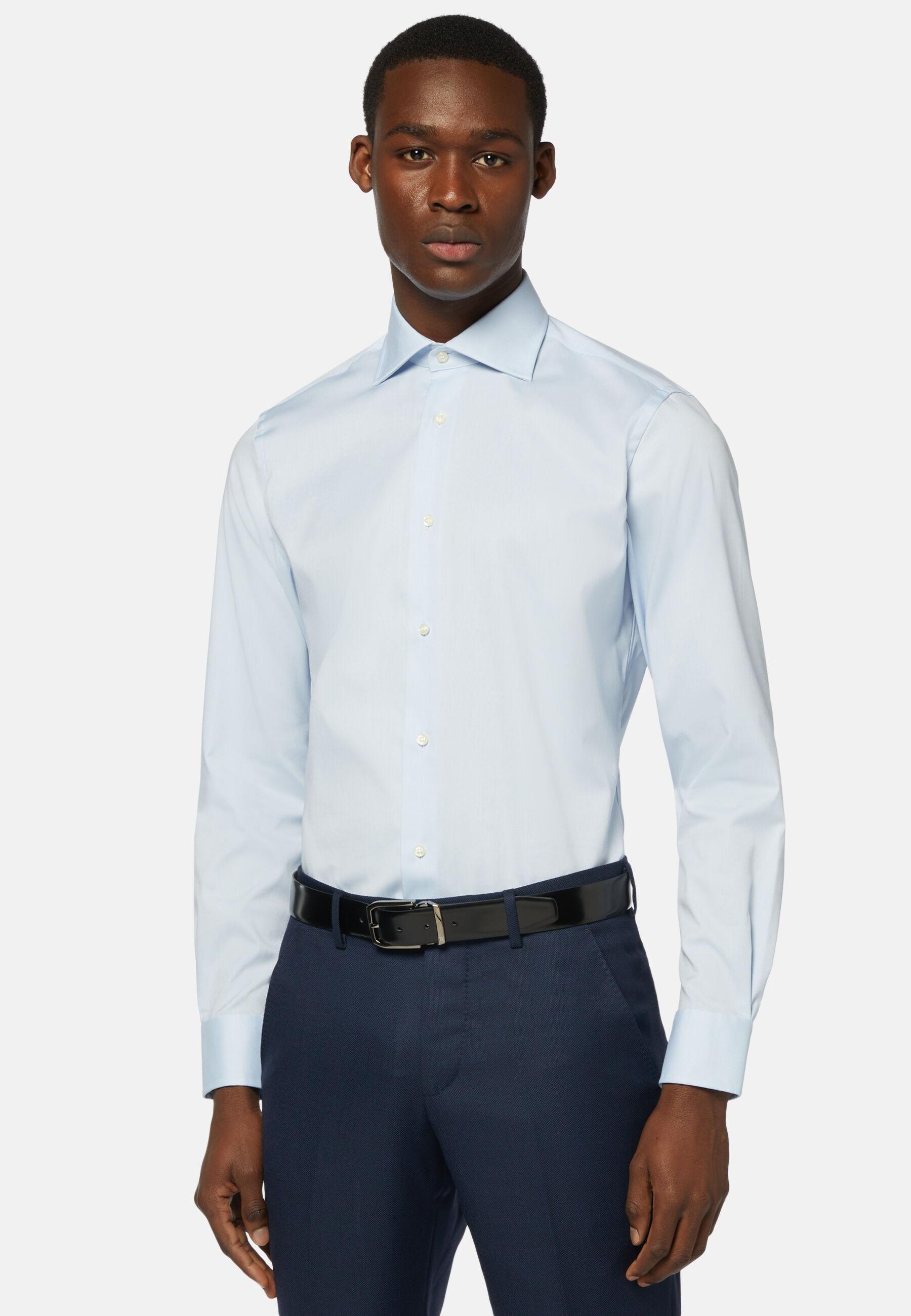 Slim Fit Pinpoint Cotton Shirt Blue, Light Blue, large image number 0