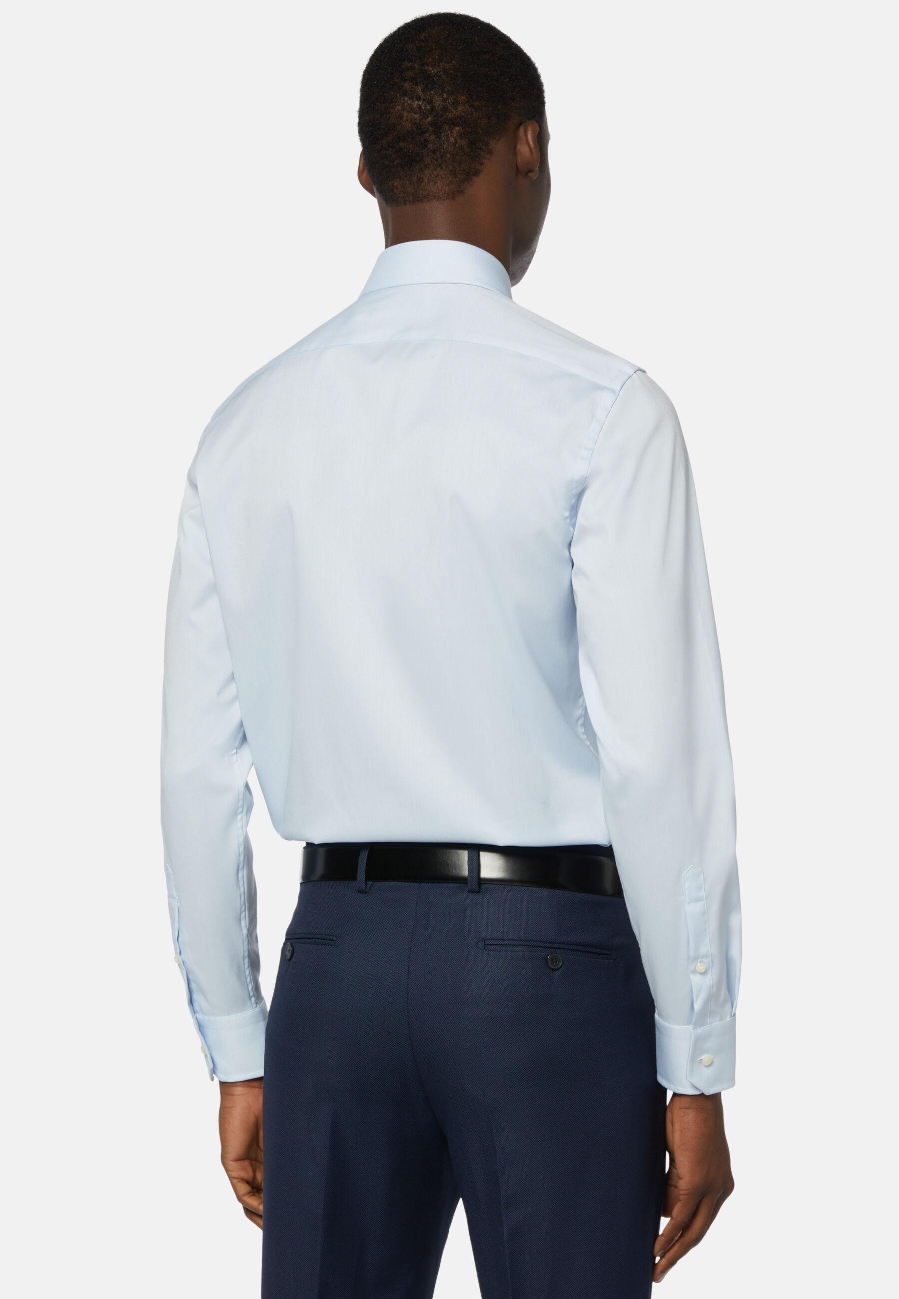 Slim Fit Pinpoint Cotton Shirt Blue, Light Blue, large image number 1