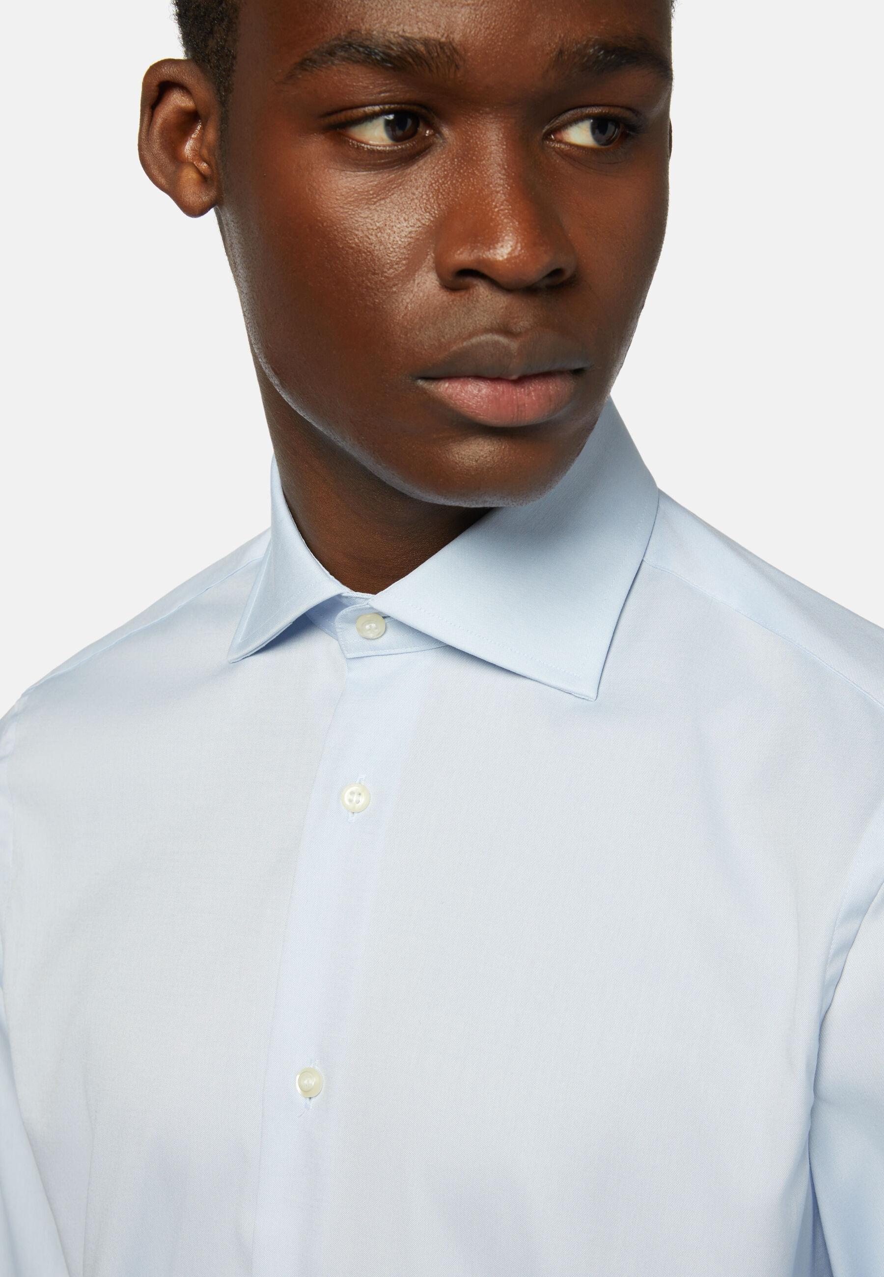 Slim Fit Pinpoint Cotton Shirt Blue, Light Blue, large image number 2