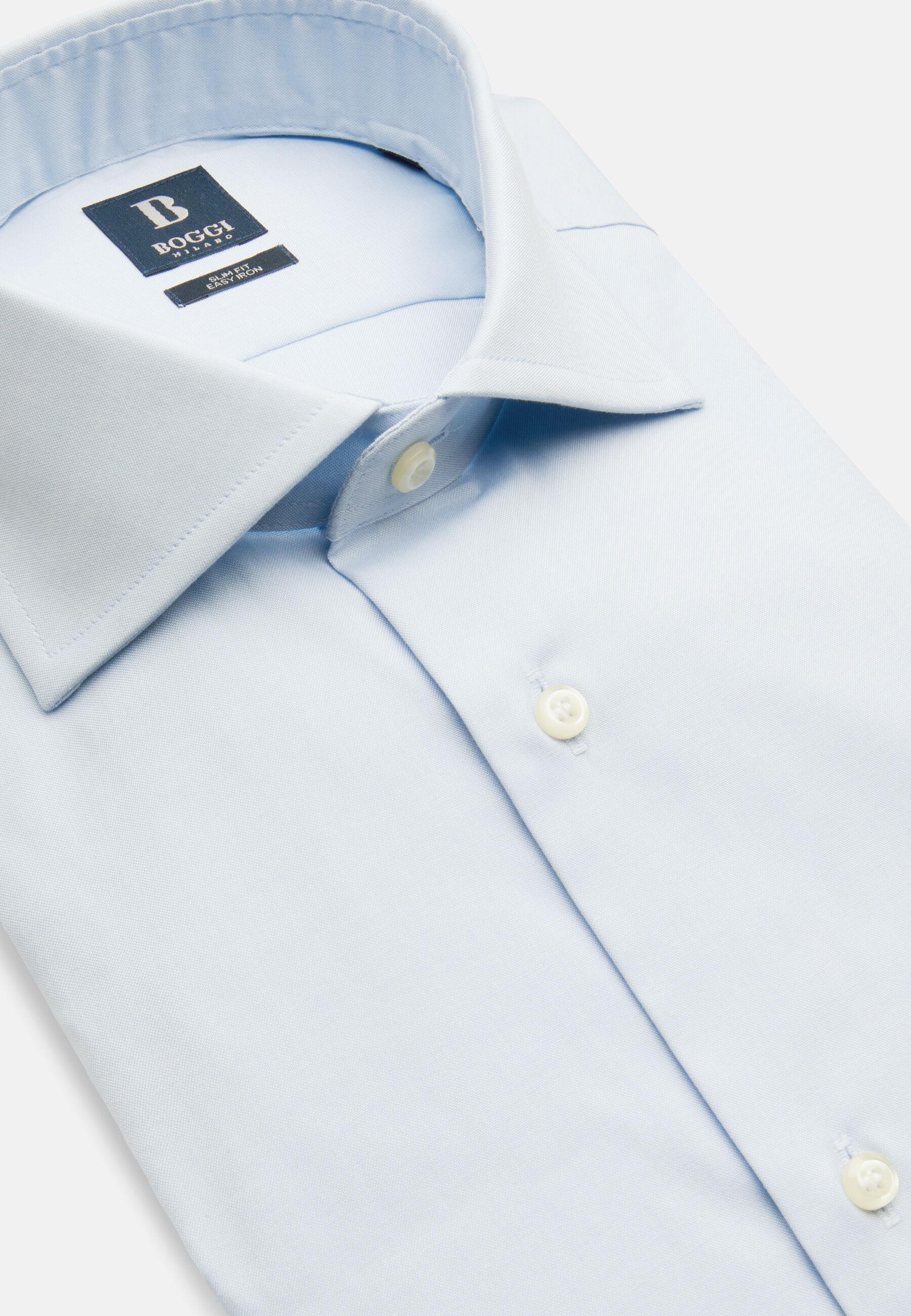 Slim Fit Pinpoint Cotton Shirt Blue, Light Blue, large image number 3