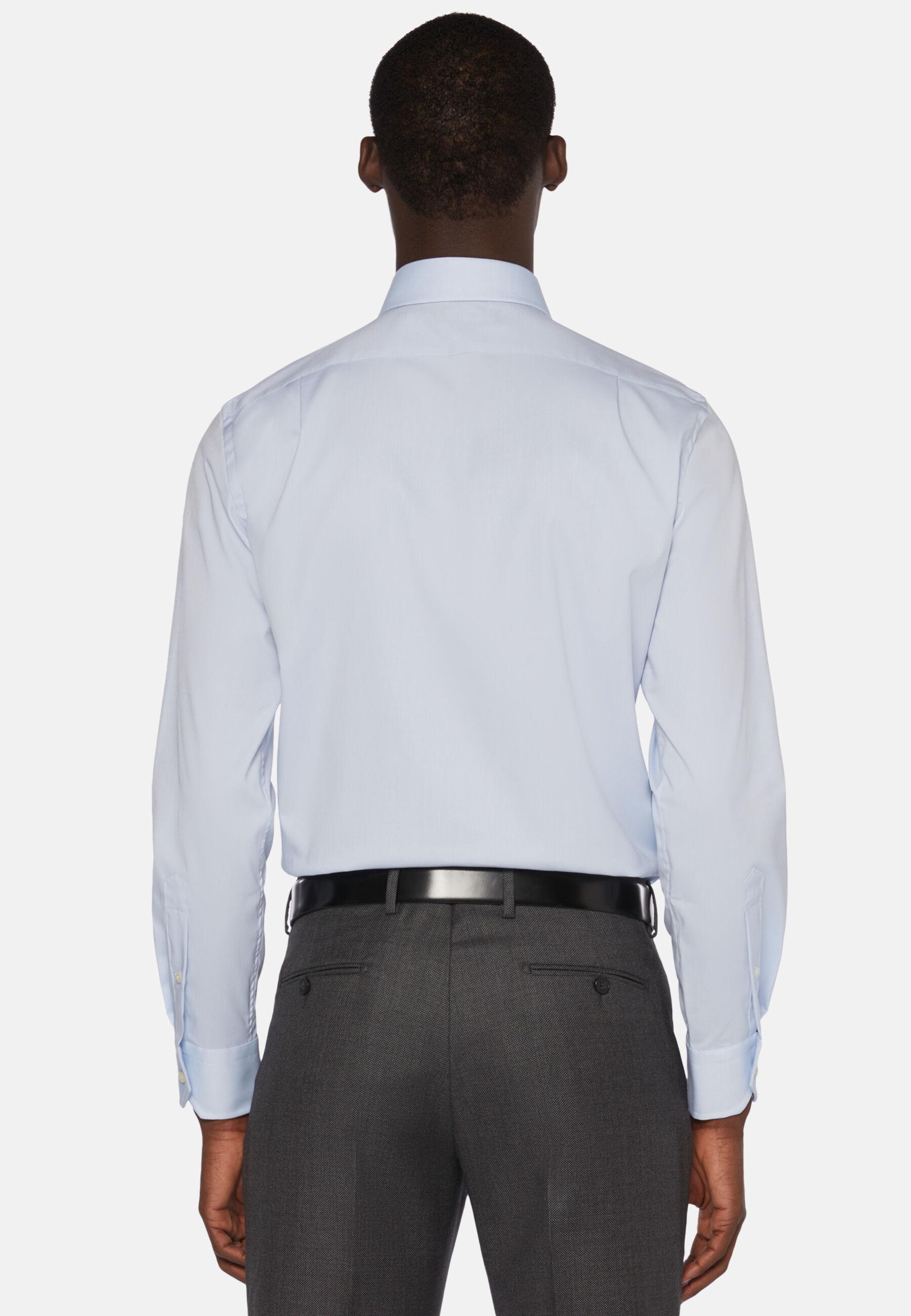 قميص قطني بنسيج Pinpoint بقصة عادية أزرق, Light Blue, large image number 1