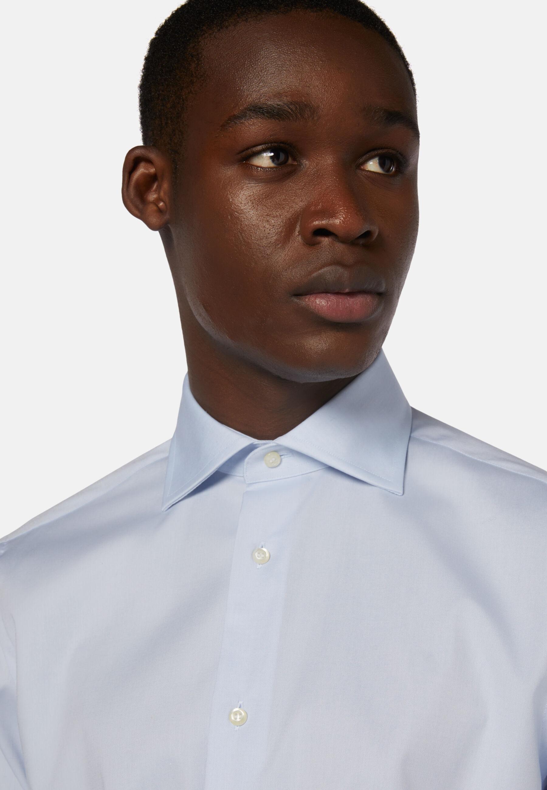 قميص قطني بنسيج Pinpoint بقصة عادية أزرق, Light Blue, large image number 2