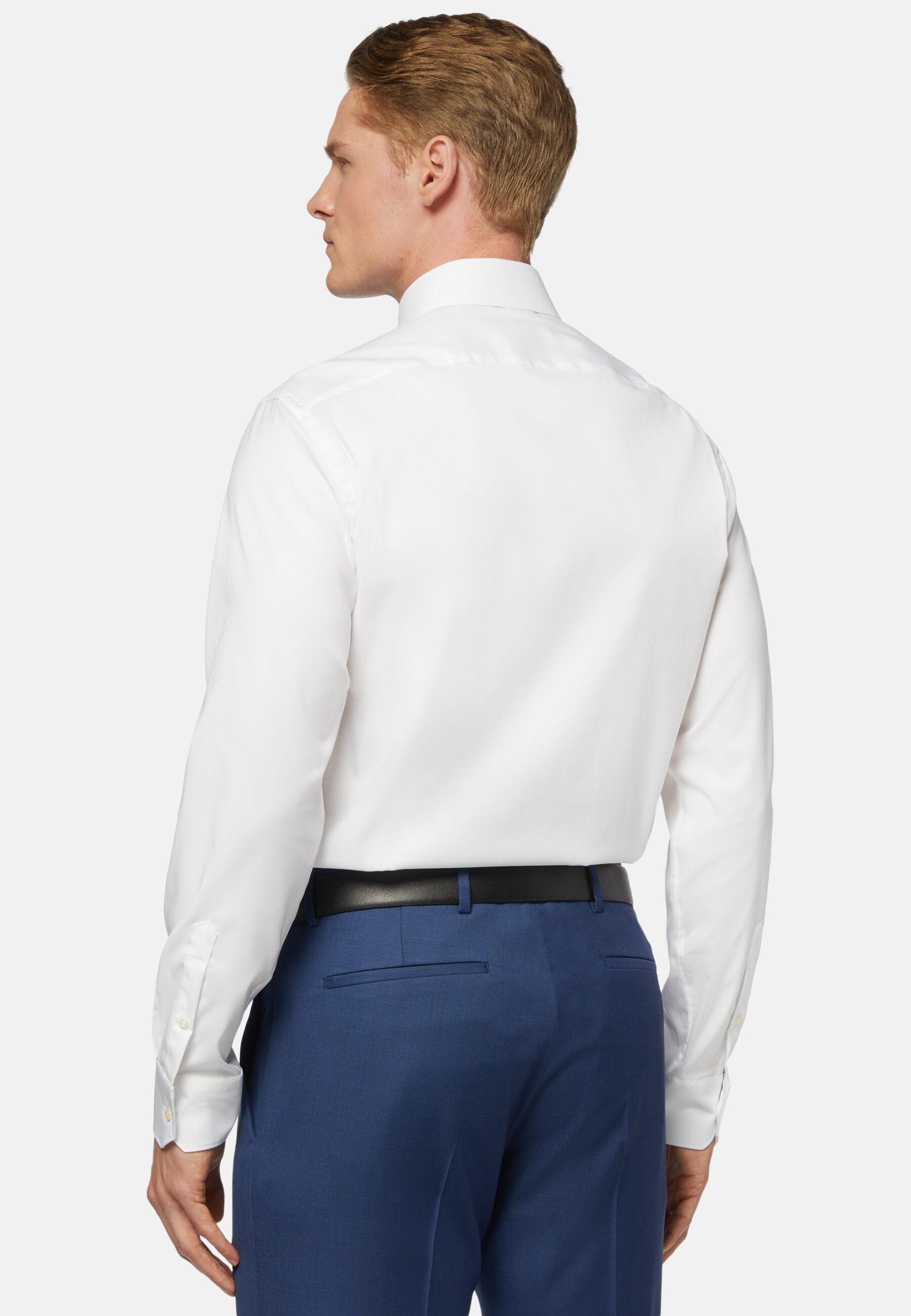 Slim Fit Pinpoint Cotton Shirt White, White, medium