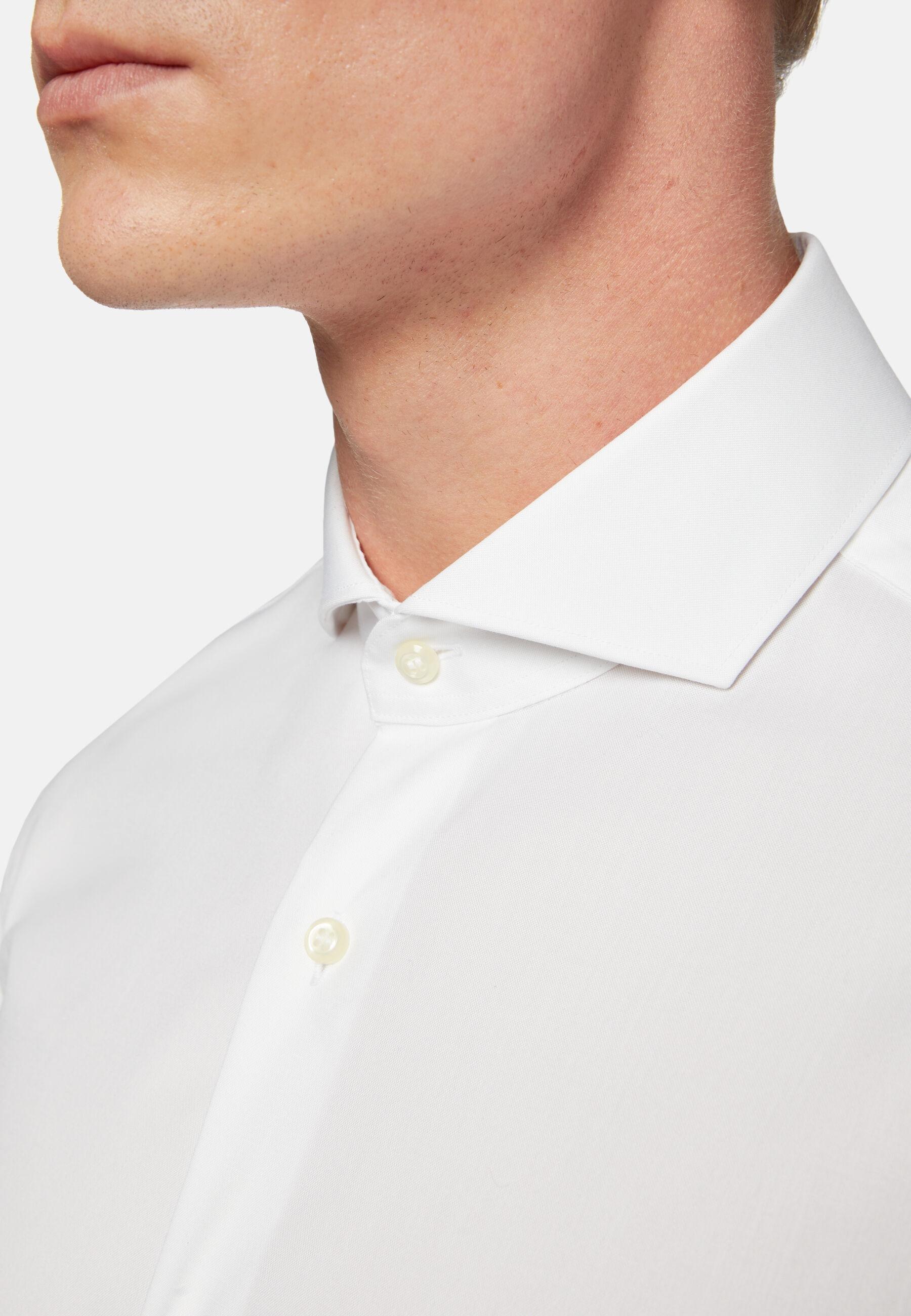 Slim Fit Pinpoint Cotton Shirt White, White, medium