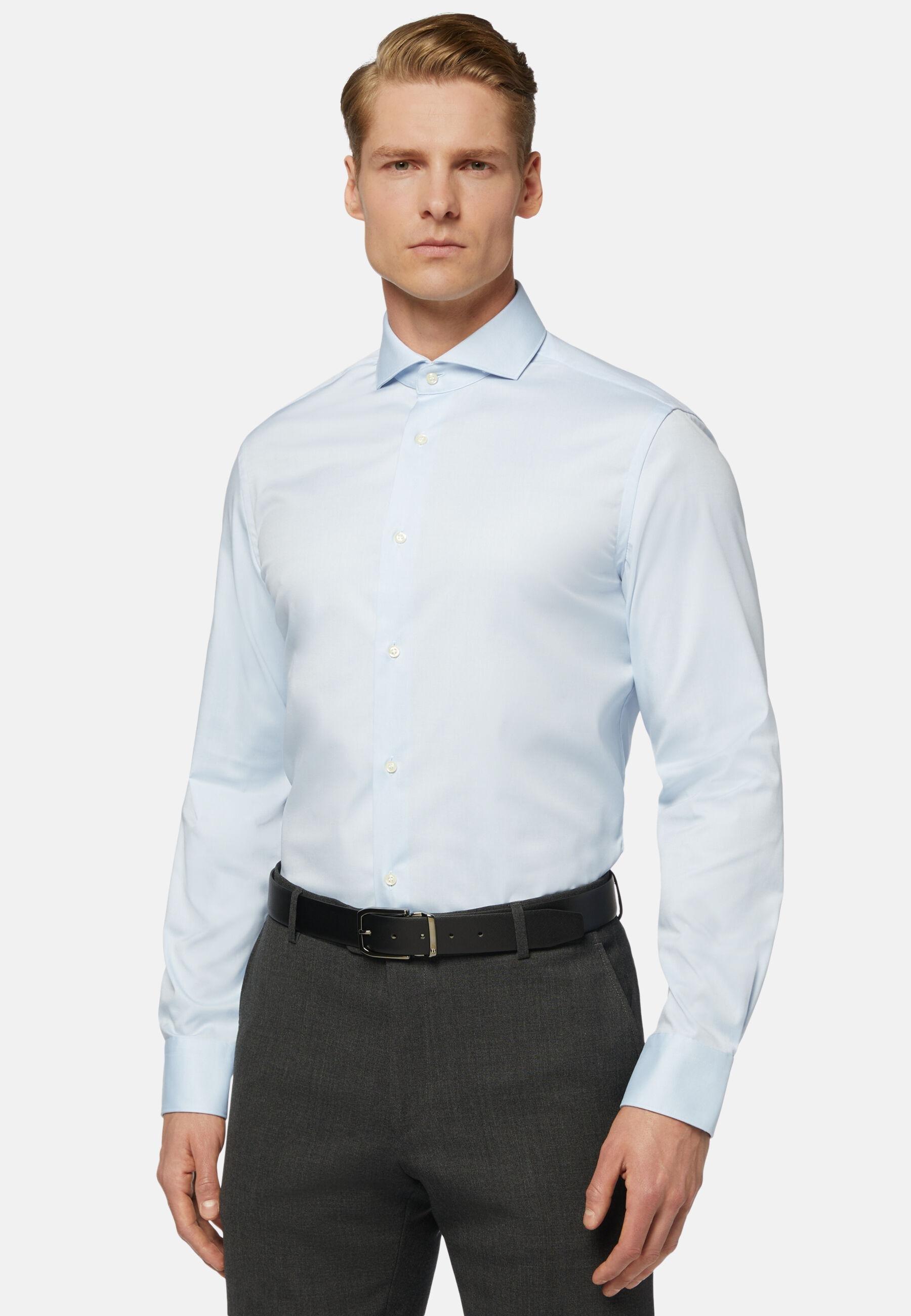 Slim Fit Pinpoint Cotton Shirt Blue, Light Blue, medium