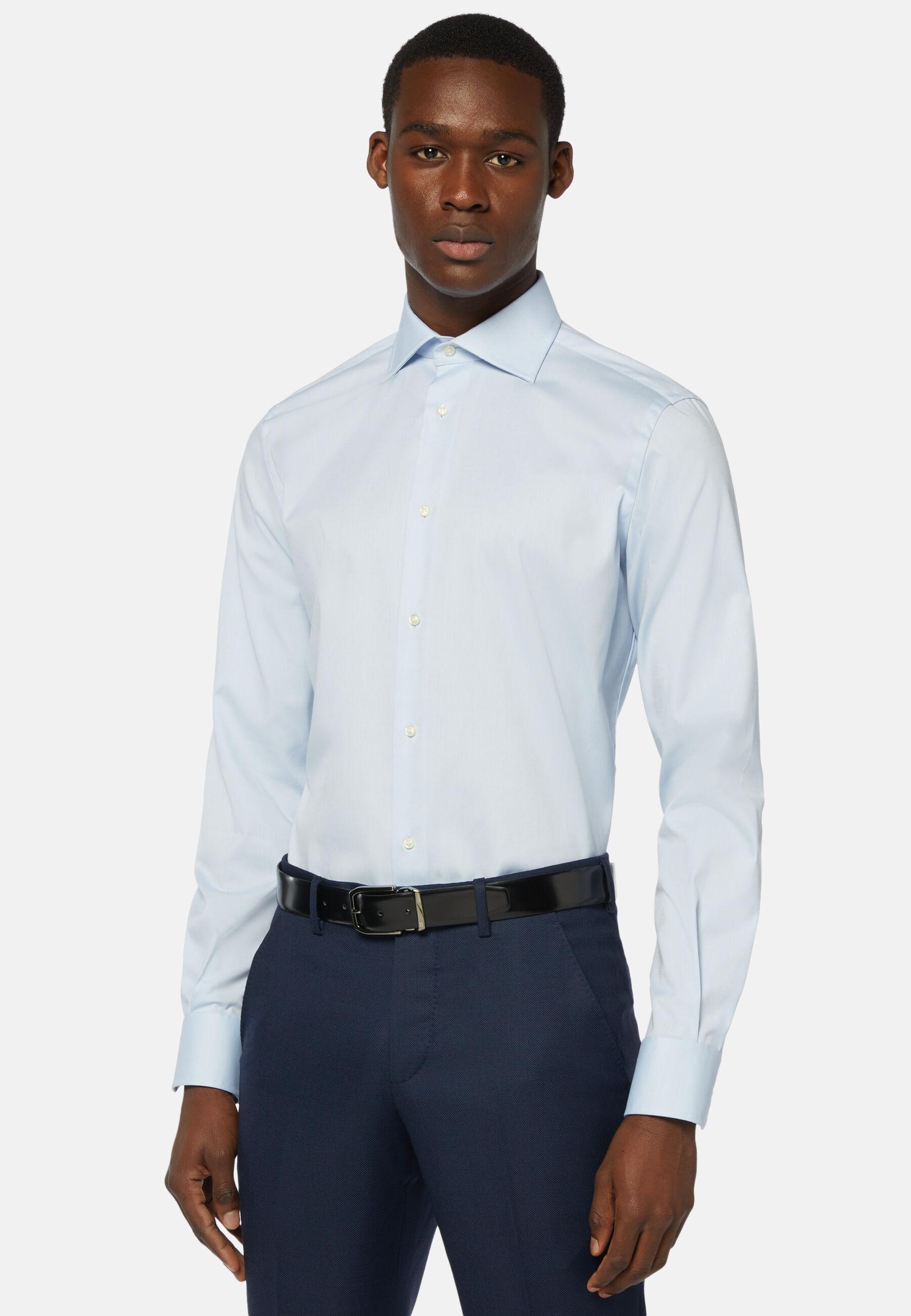 Long Fit Pinpoint Cotton Shirt Blue, Light Blue, medium