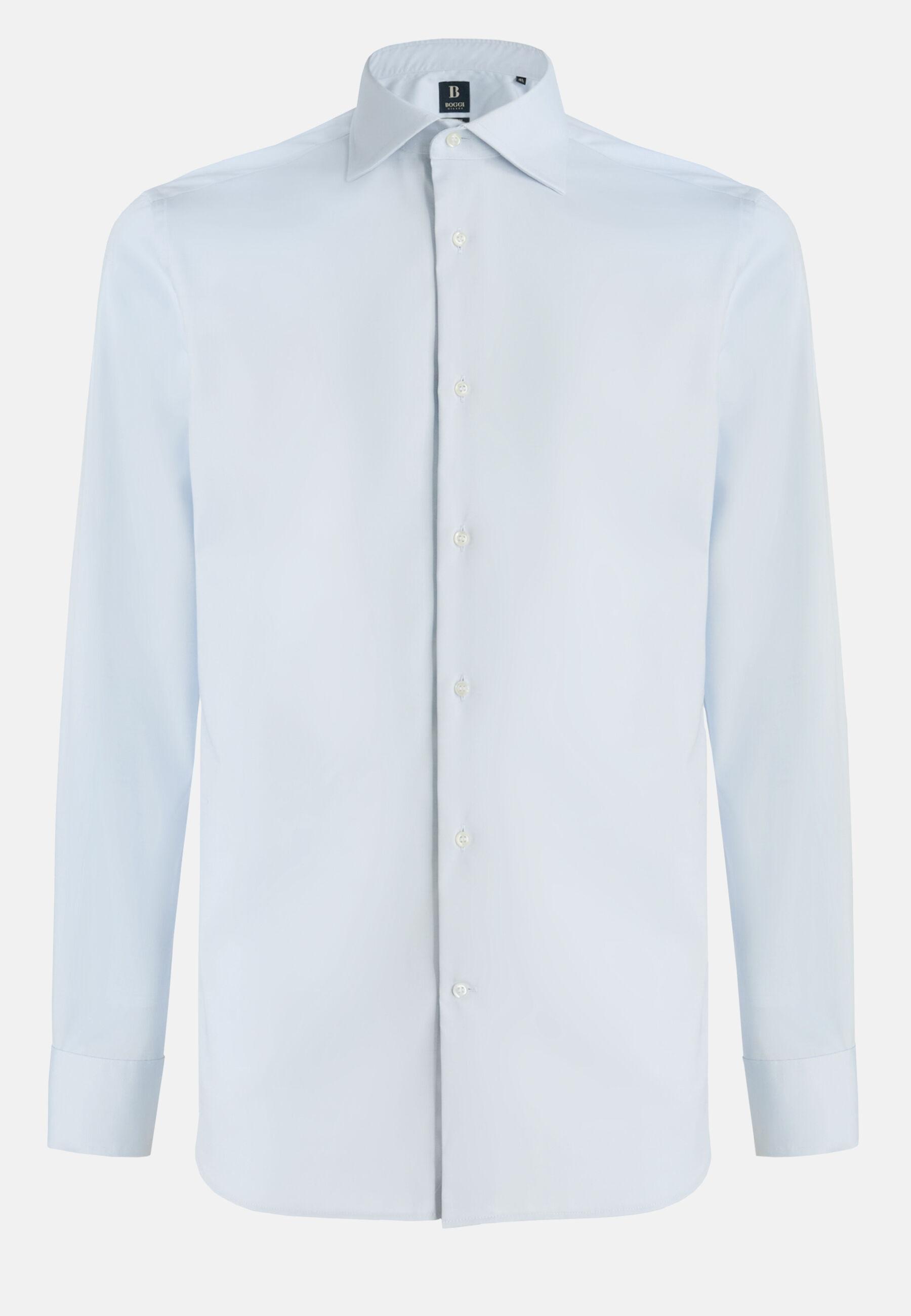 Long Fit Pinpoint Cotton Shirt Blue, Light Blue, large image number 4