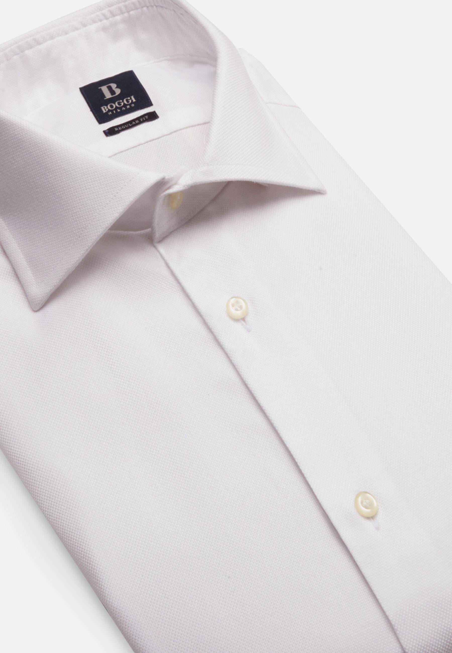 Regular Fit Cotton Dobby Shirt White, White, medium