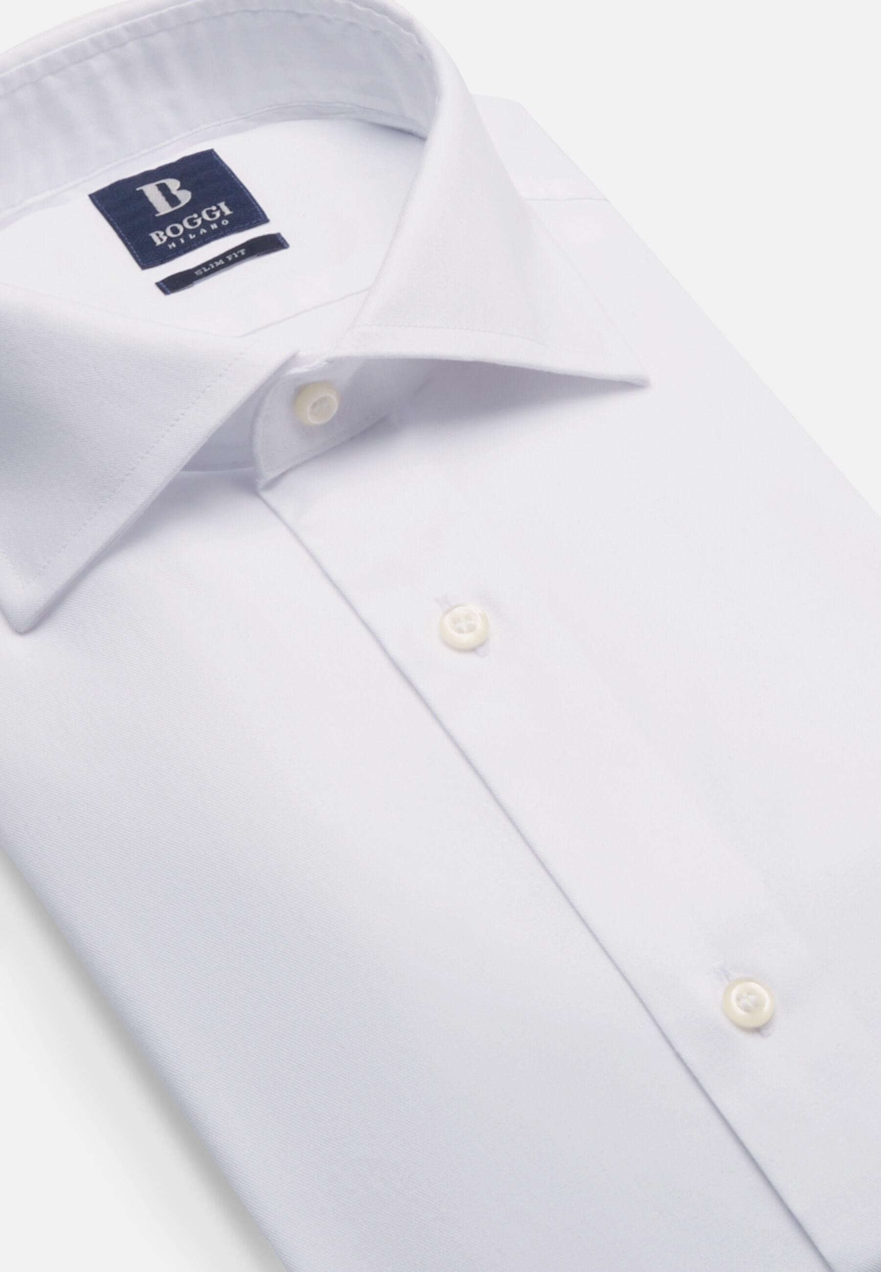 Slim Fit Cotton Twill Shirt White, White, large image number 3