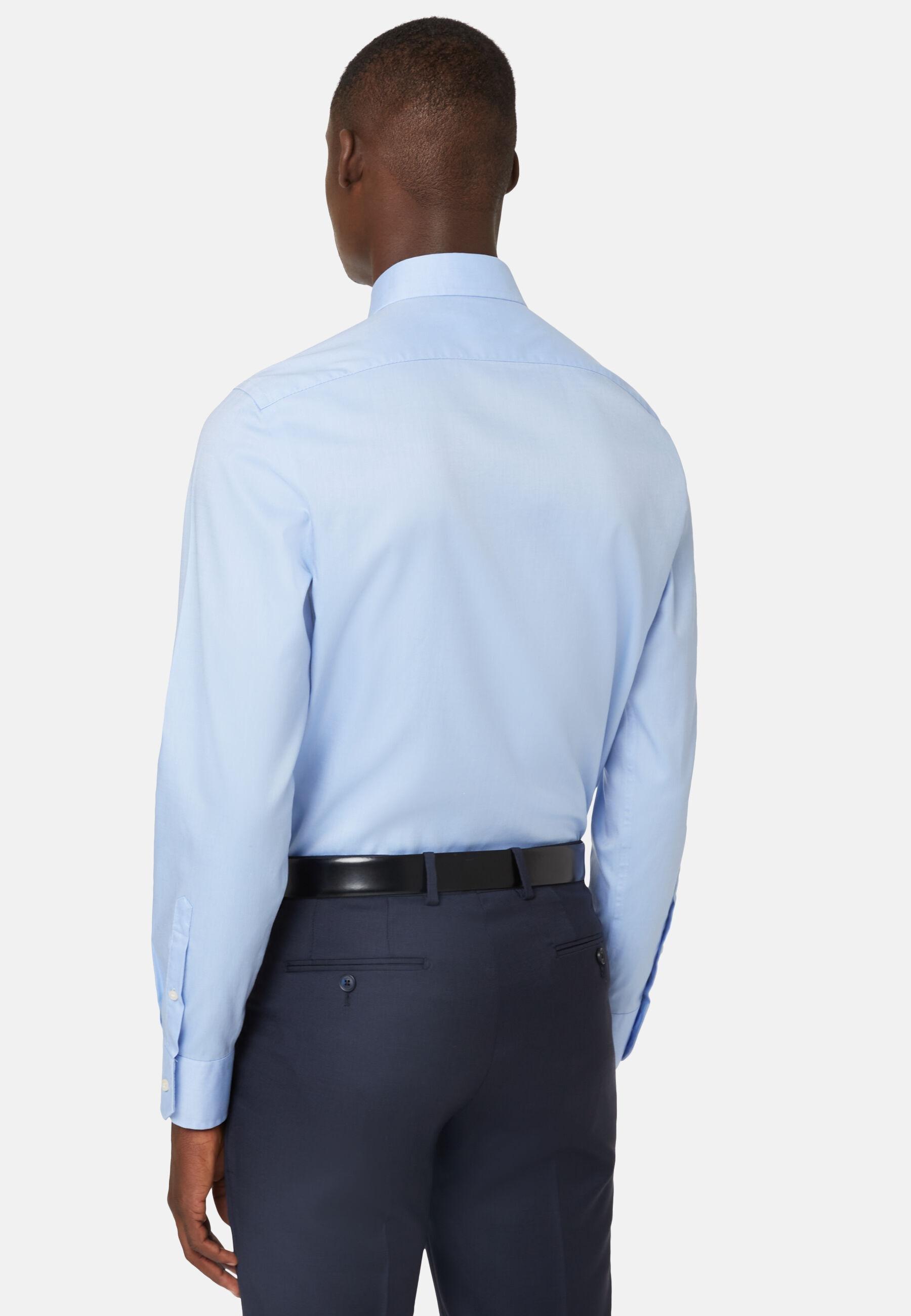 قميص قطني بتويل بقصة ضيقة أزرق, Light Blue, large image number 1