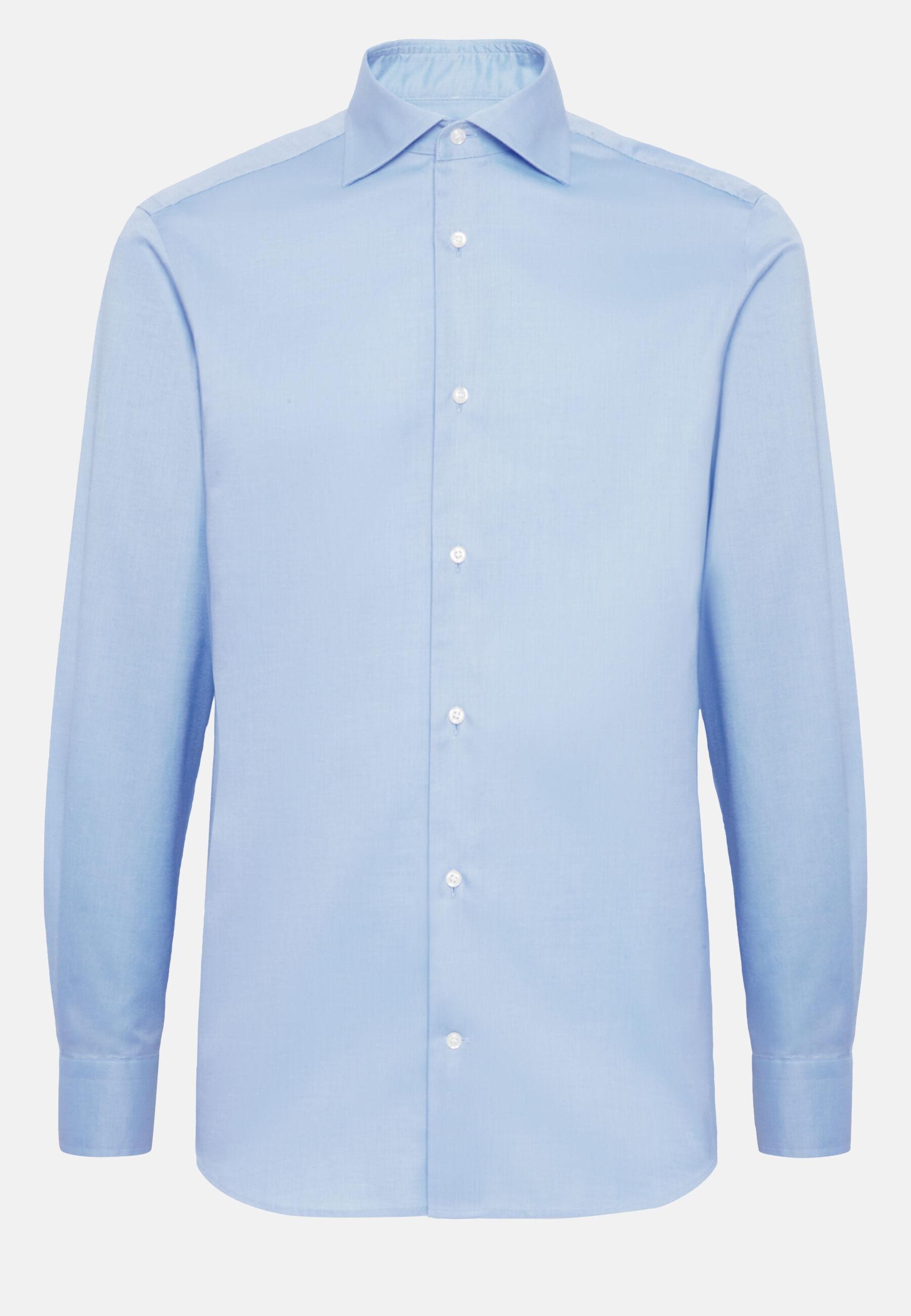 قميص قطني بتويل بقصة ضيقة أزرق, Light Blue, large image number 4