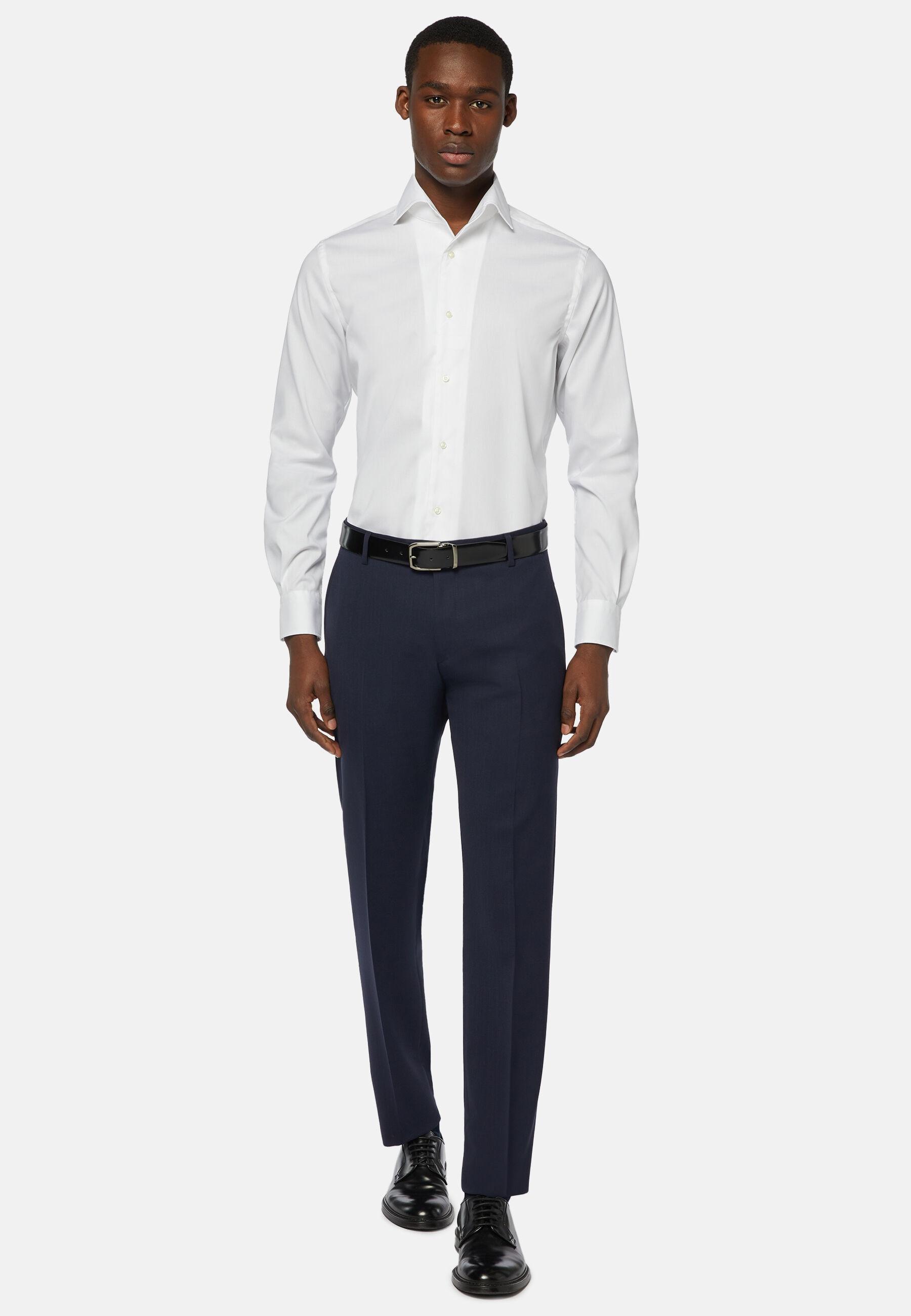 Trousers in Pure Wool Travel, Blue, Blue, large image number 2