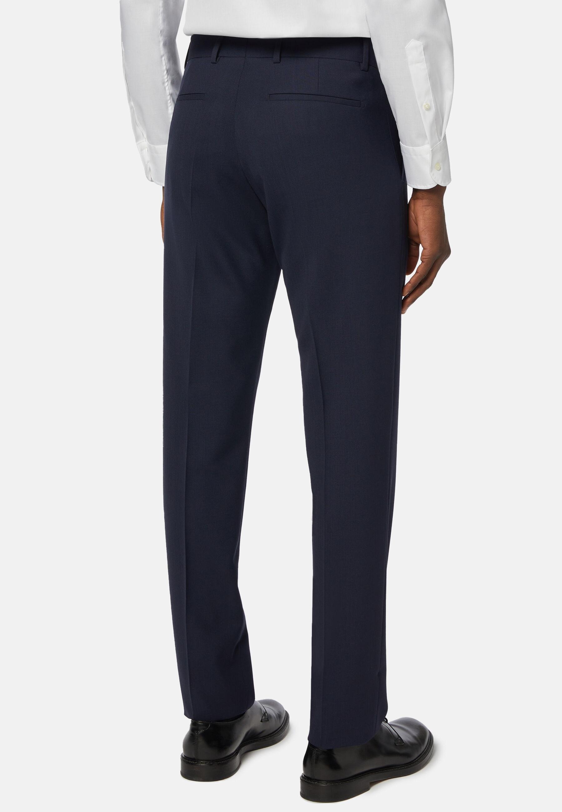Trousers in Pure Wool Travel, Blue, Blue, large image number 3