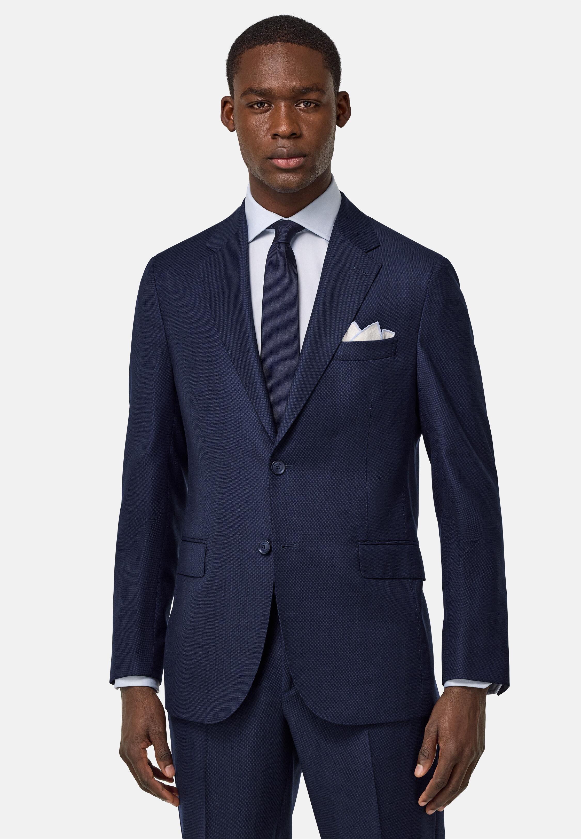 Pure Wool Birds Eye Jacket Navy, Bluette, large image number 0