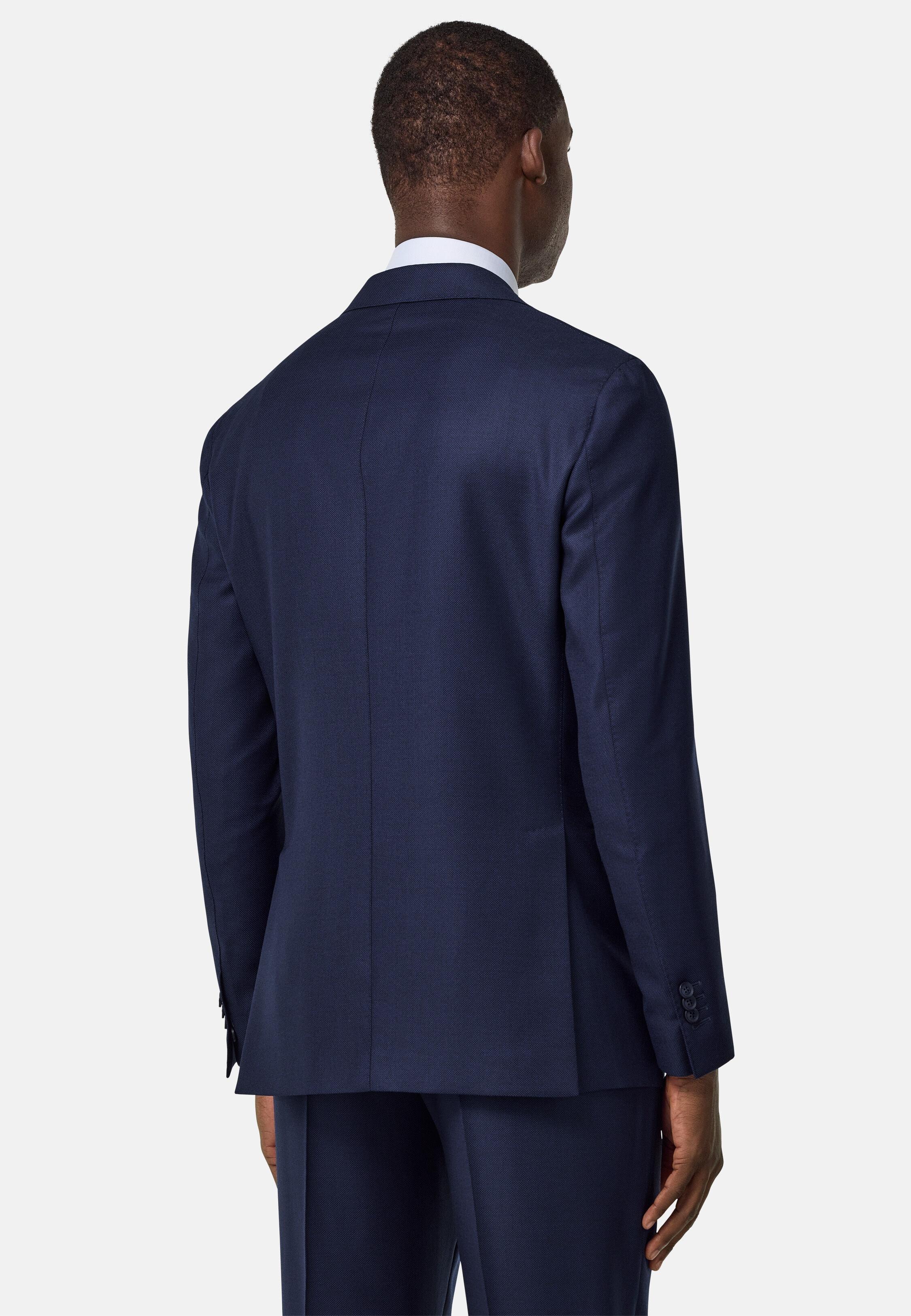 Pure Wool Birds Eye Jacket Navy, Bluette, large image number 1