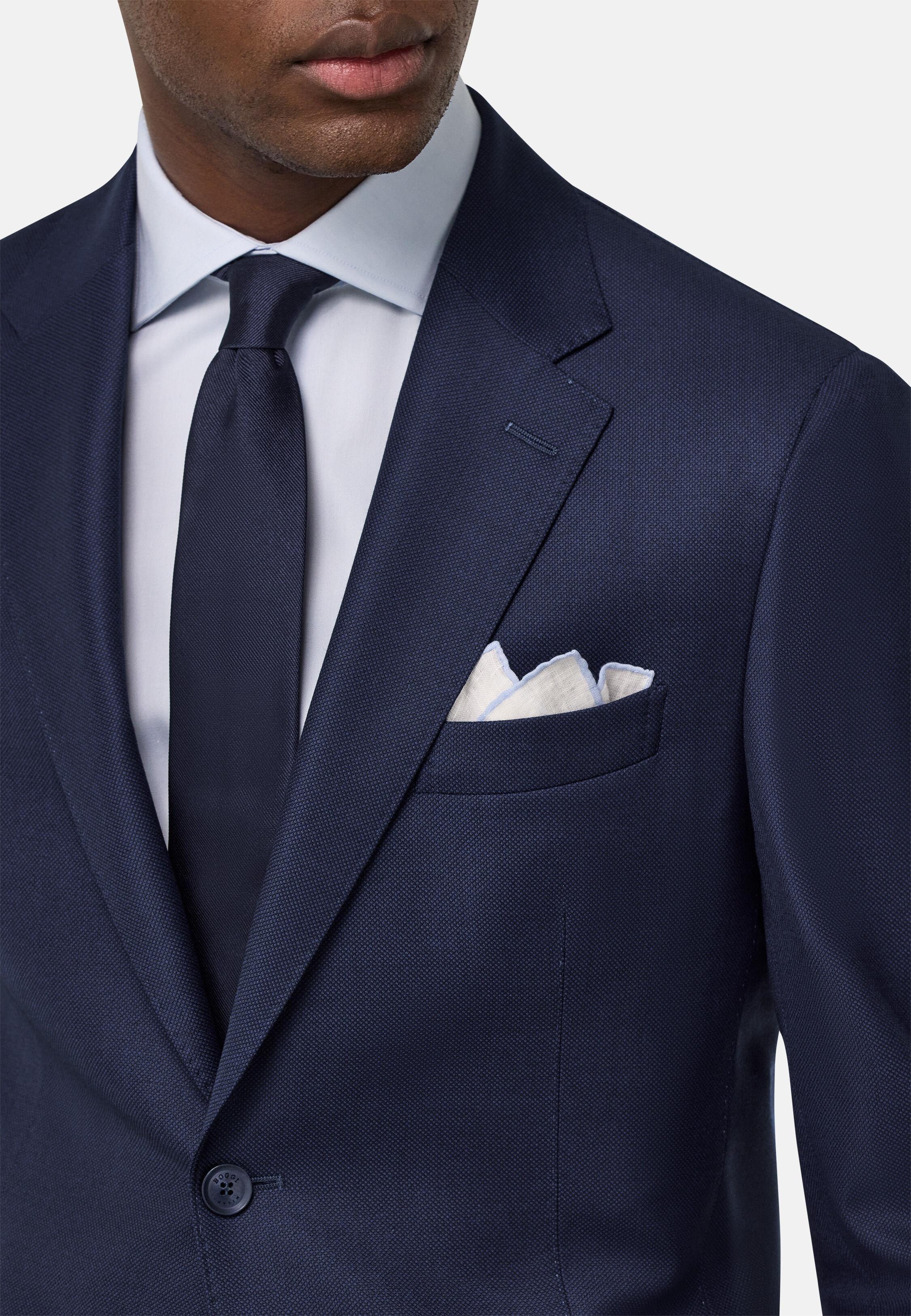 Pure Wool Birds Eye Jacket Navy, Bluette, large image number 2