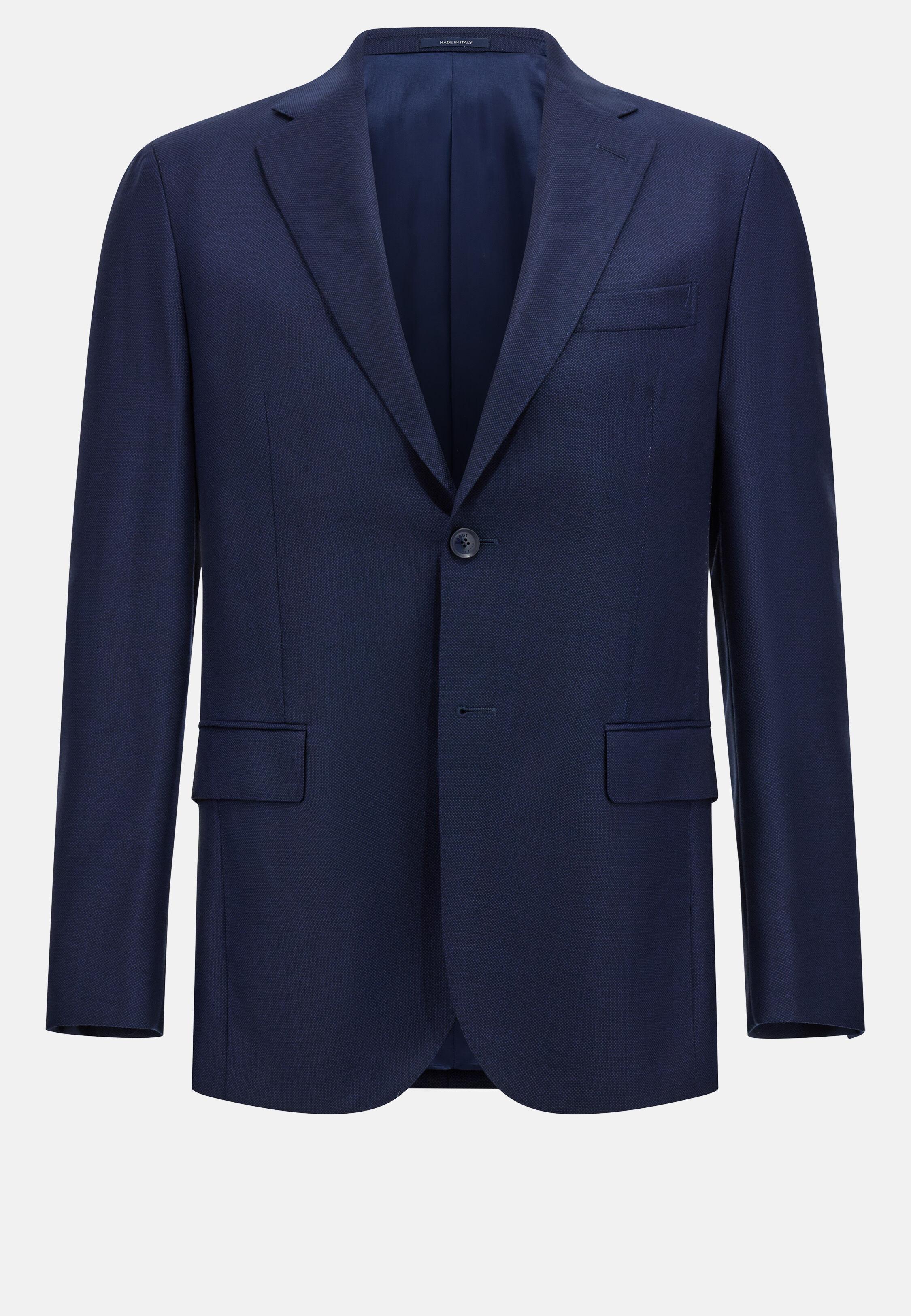 Pure Wool Birds Eye Jacket Navy, Bluette, large image number 3