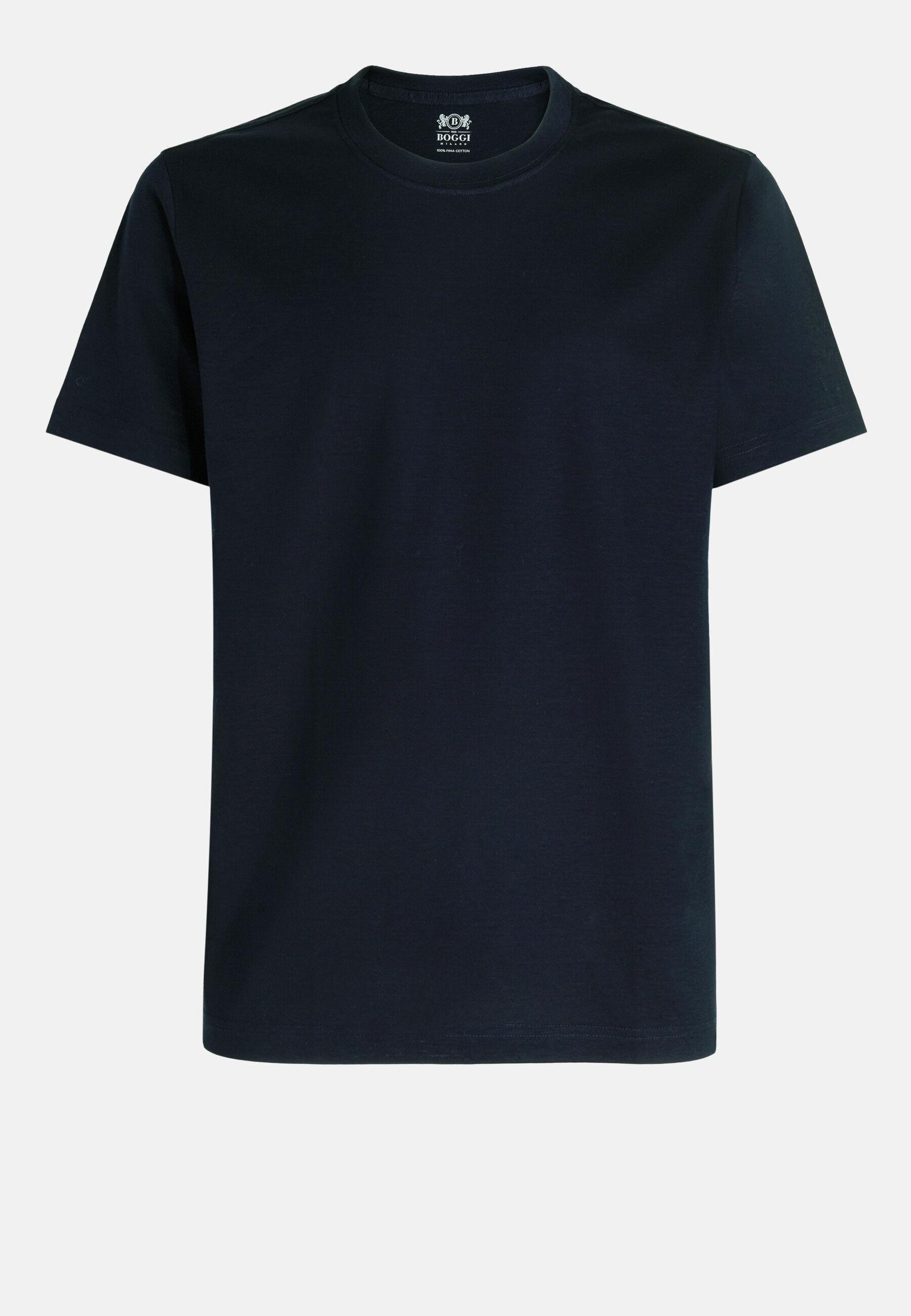 T-Shirt in Pima Cotton Jersey, Navy Blue, Navy blue, large image number 3