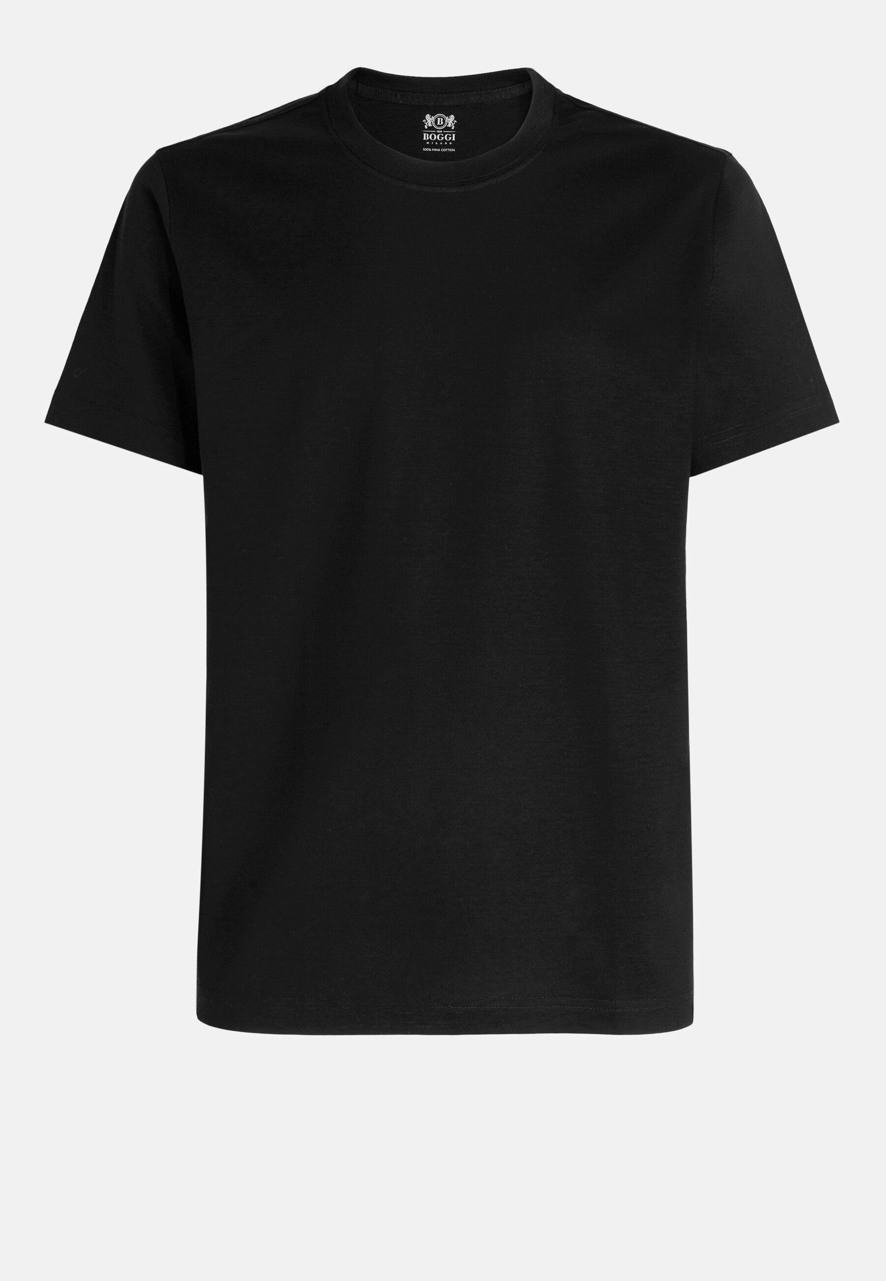 T-Shirt in Pima Cotton Jersey, Black, Black, large image number 3