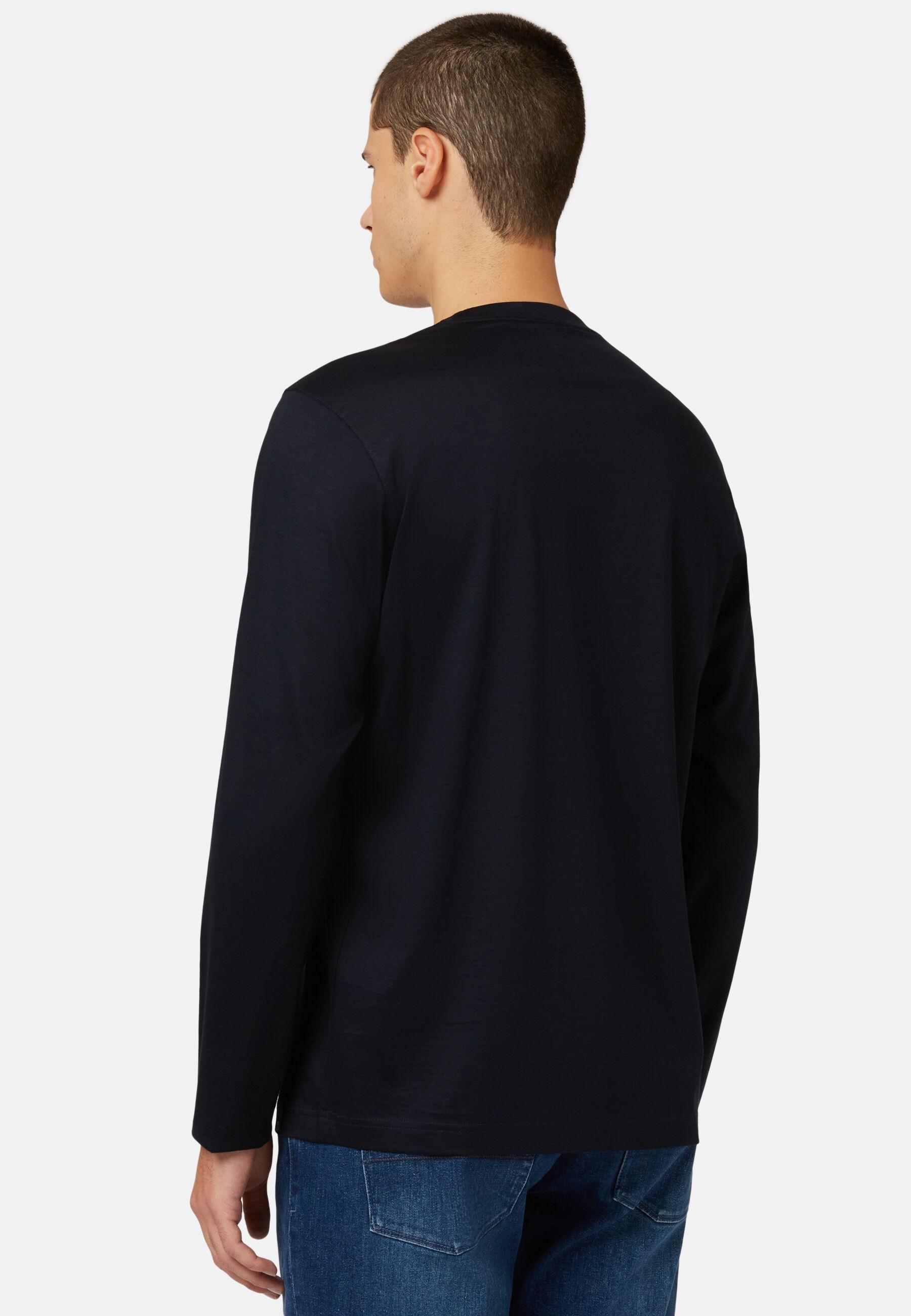 Long-sleeved Pima Cotton Jersey T-shirt Navy blue, Navy blue, medium