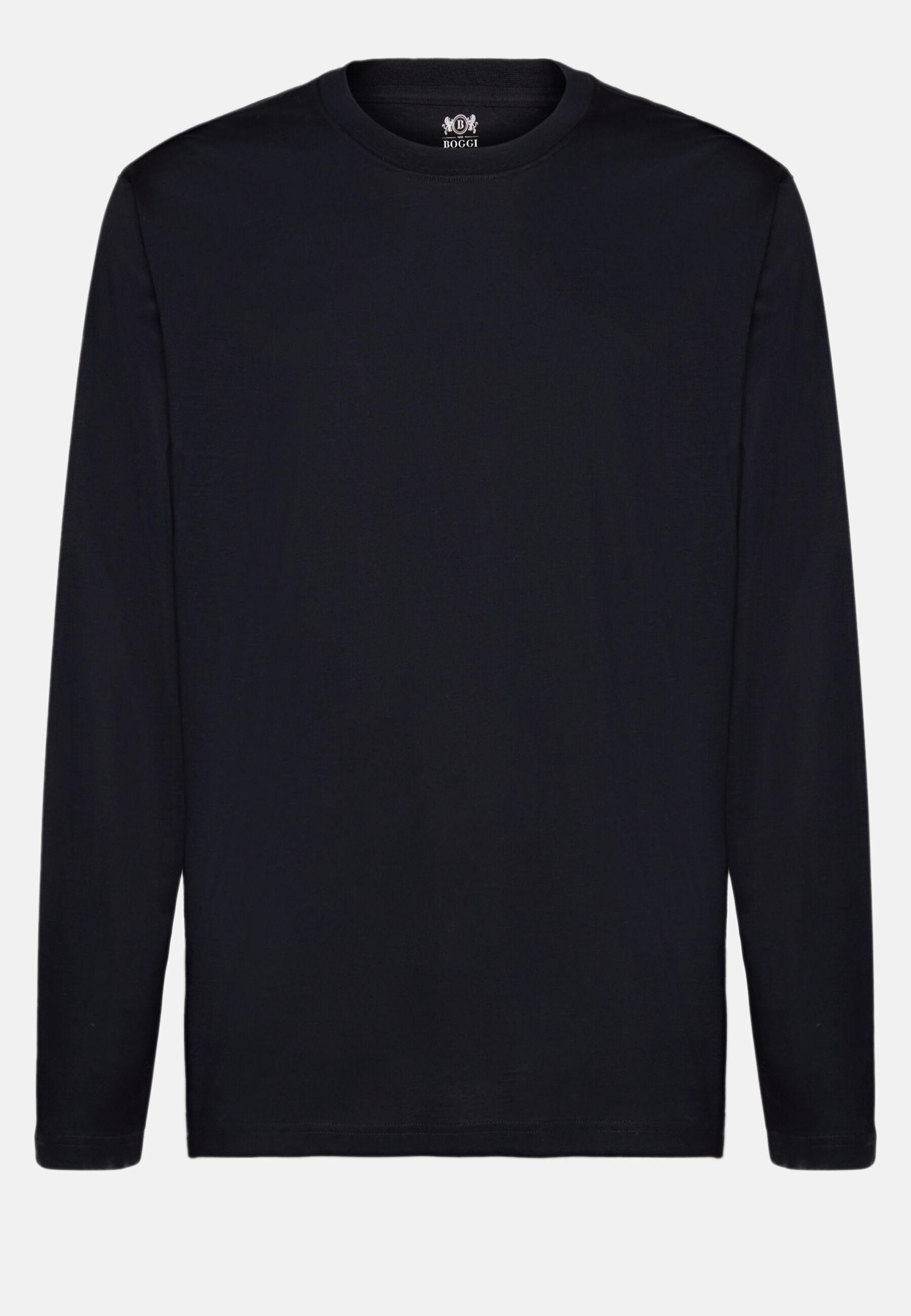 Long-sleeved Pima Cotton Jersey T-shirt Navy blue, Navy blue, medium