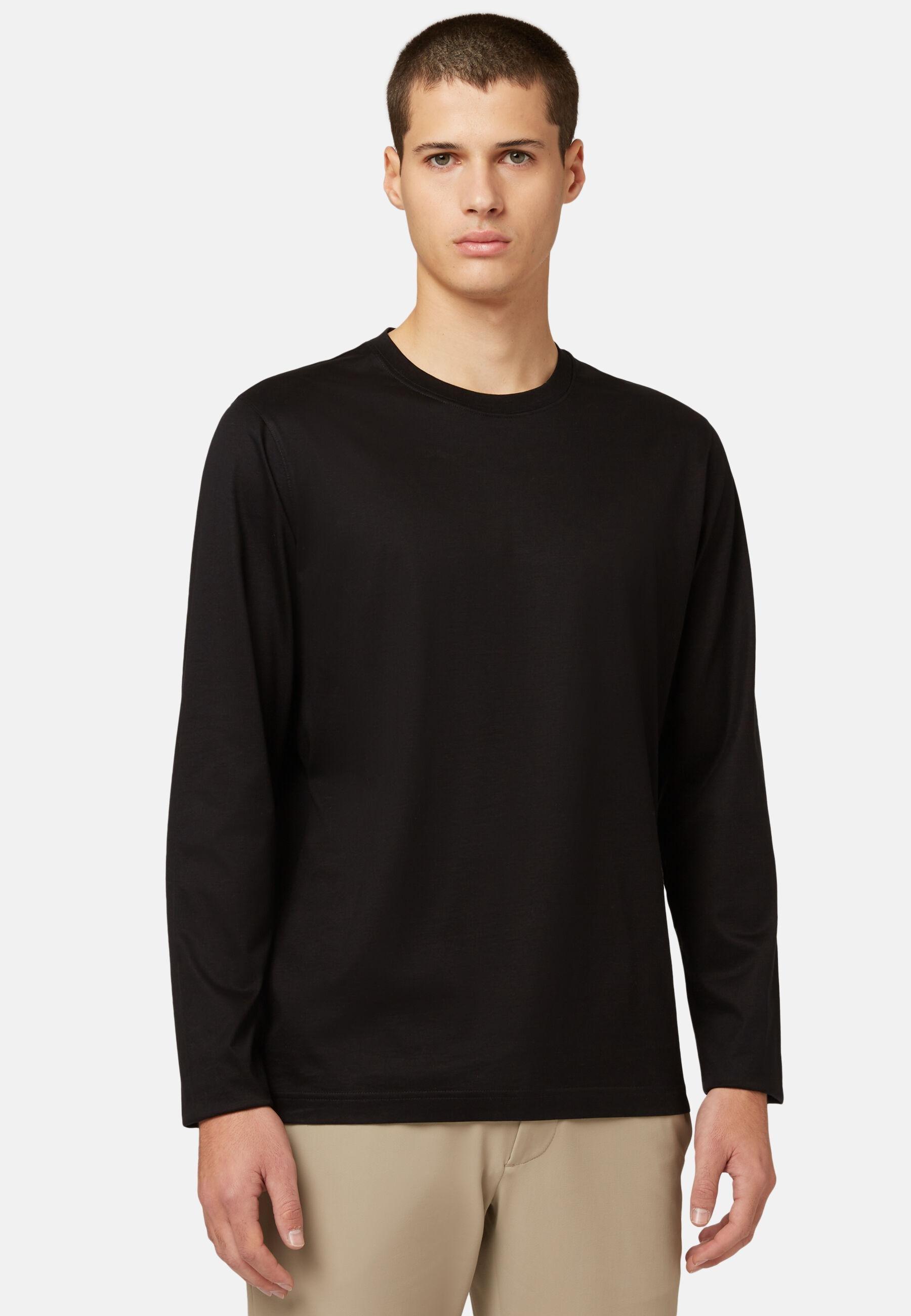 تيشيرت قطن بيما أسود, Black, medium