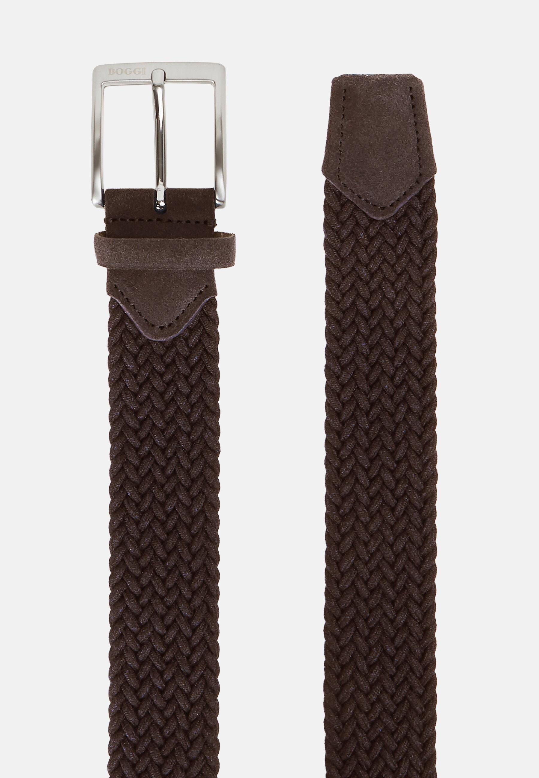 Viscose Mix Stretch Woven Belt Brown, Dark brown, large image number 0