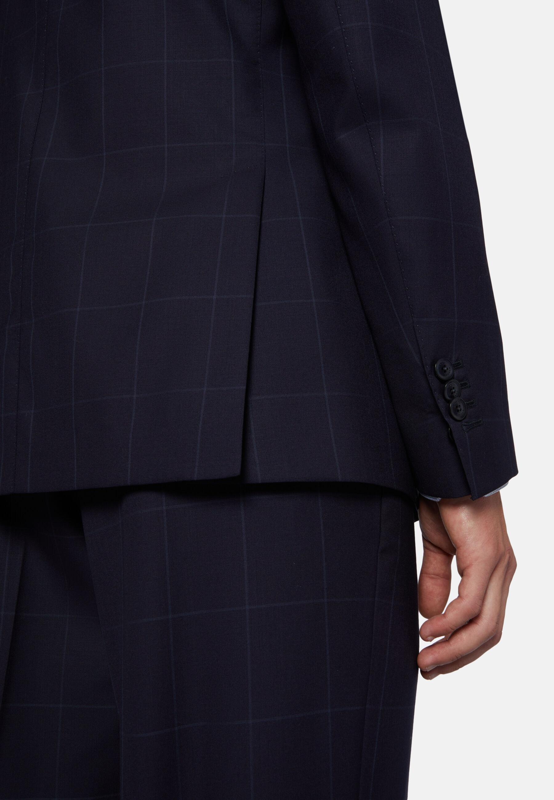 Windowpane Check Suit In Pure Wool Navy, Navy blue, large image number 5