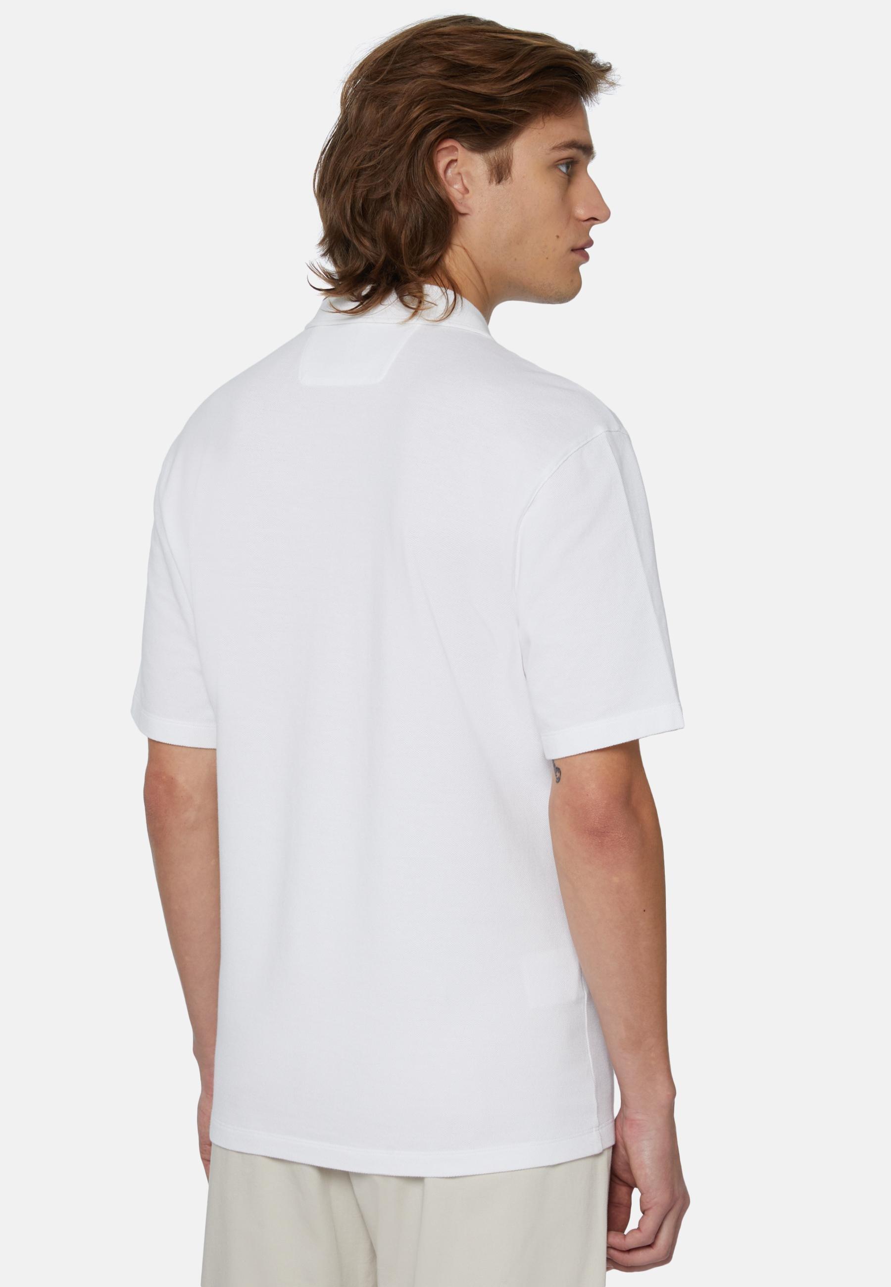 Organic Cotton Blend Piqu&eacute; Polo Shirt White, White, large image number 4