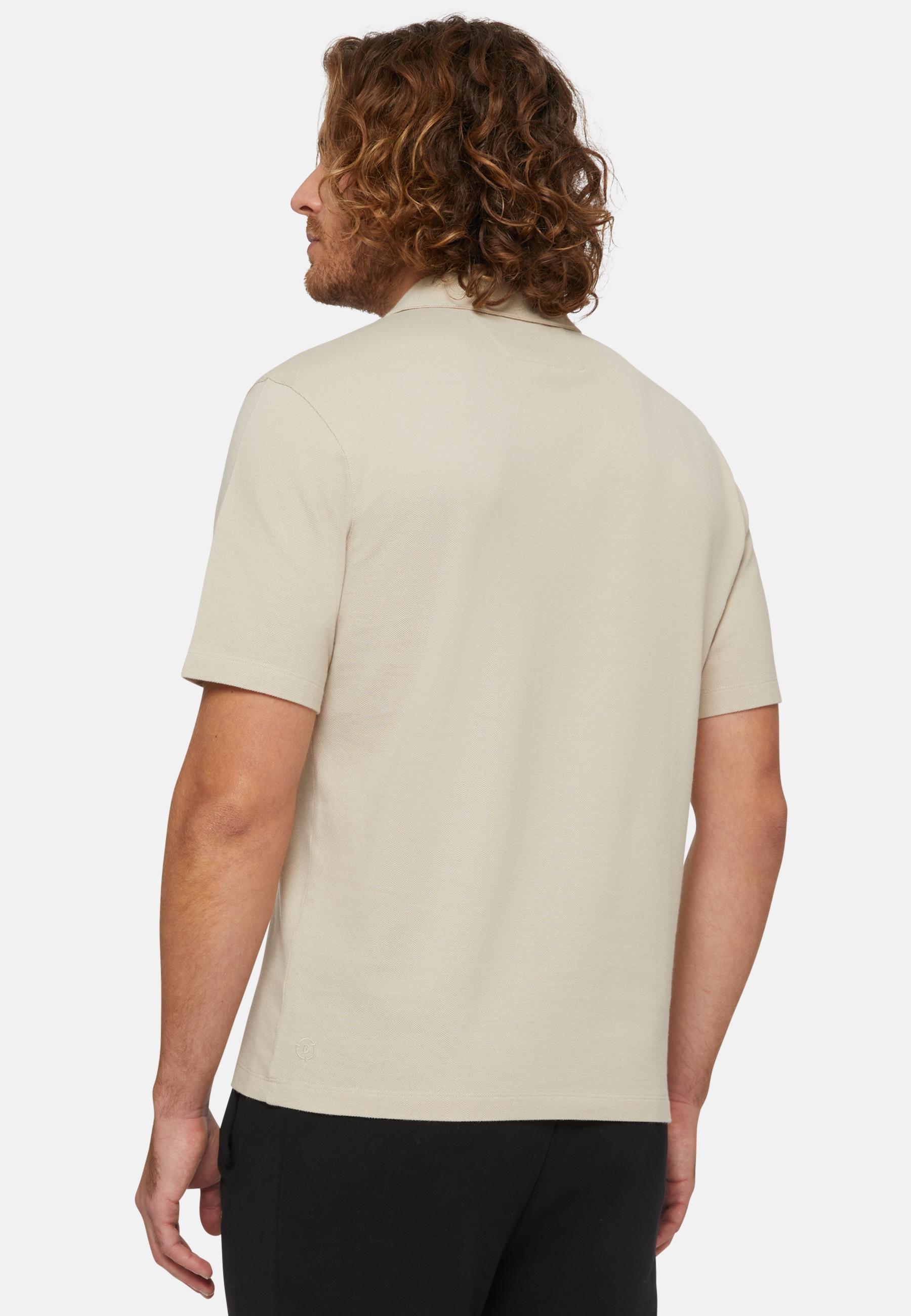 Organic Cotton Blend Piquã© Polo Shirt Beige, , large image number 3