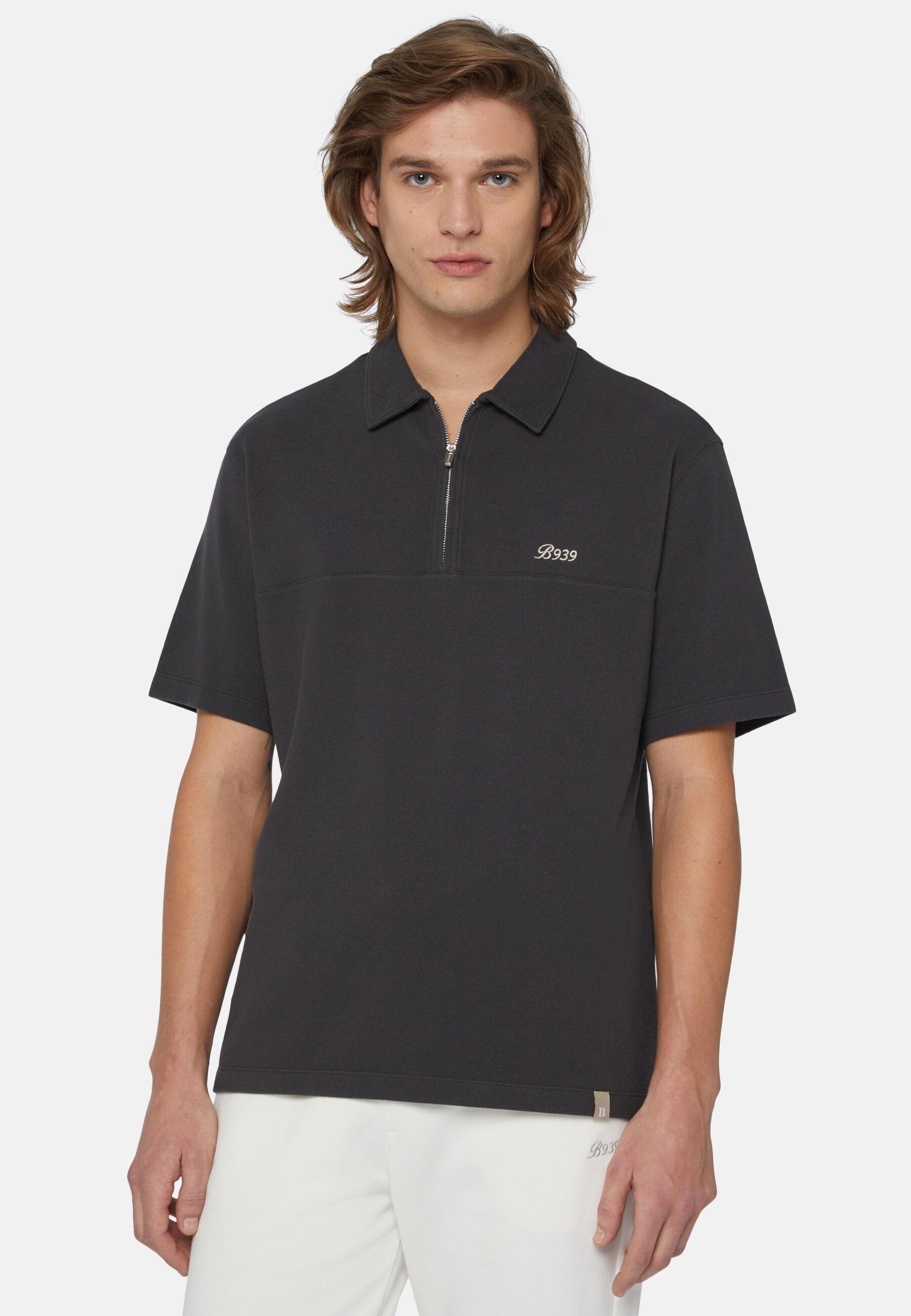 Organic Cotton Blend Piqu&atilde;&copy; Polo Shirt Black, 3901_BLAC, medium