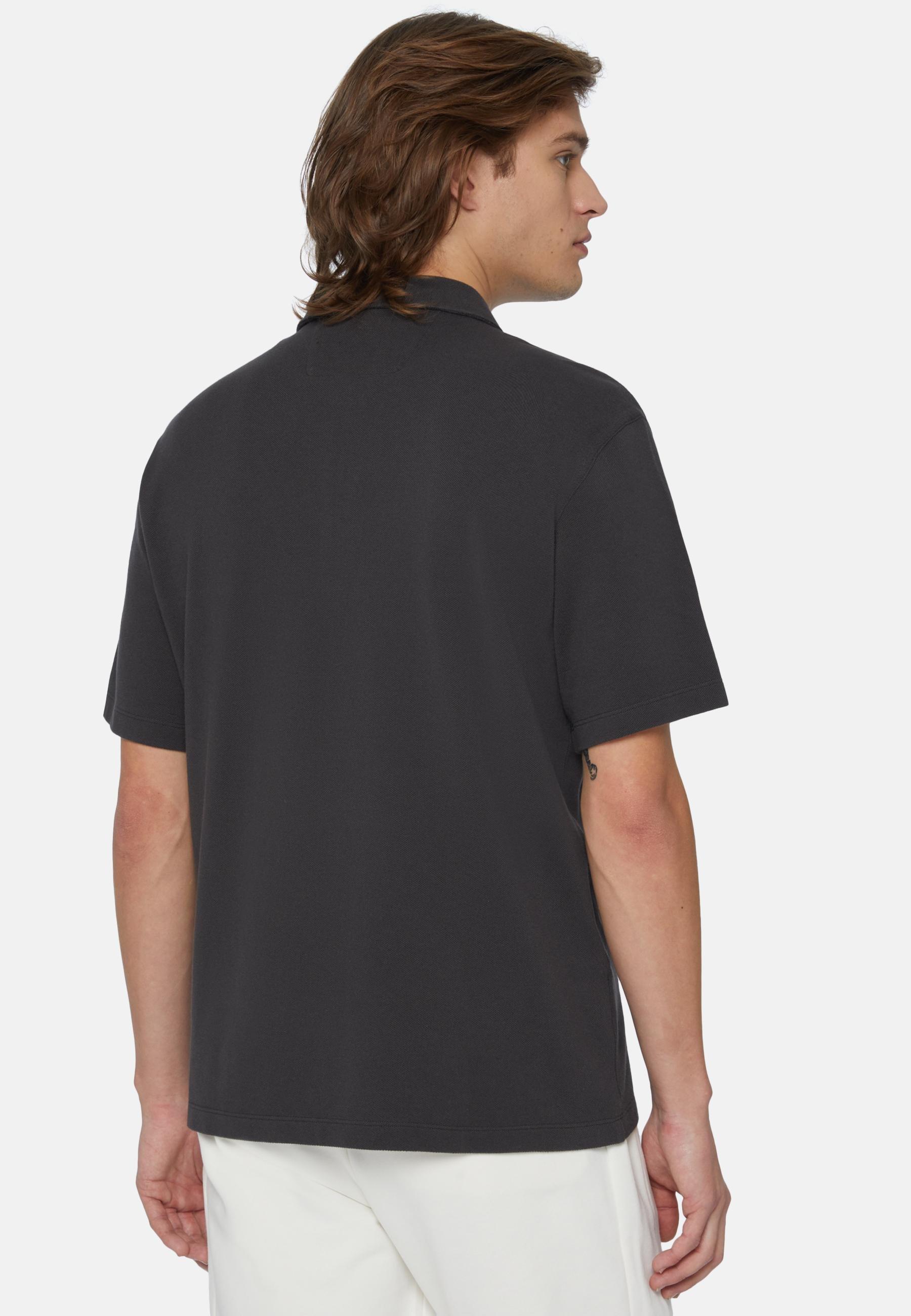 Organic Cotton Blend Piqu&atilde;&copy; Polo Shirt Black, Black, large image number 4