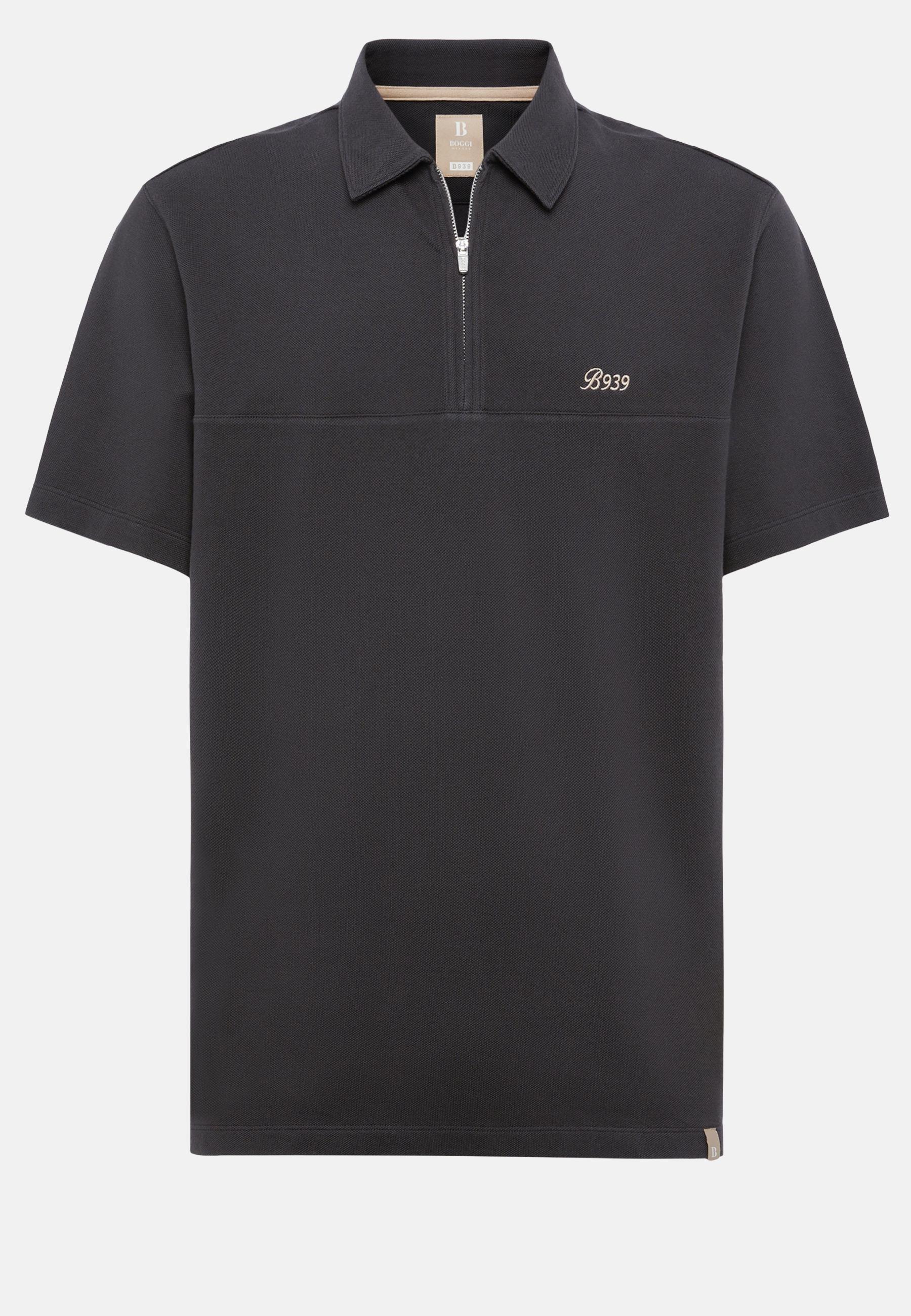 Organic Cotton Blend Piqu&atilde;&copy; Polo Shirt Black, Black, large image number 6