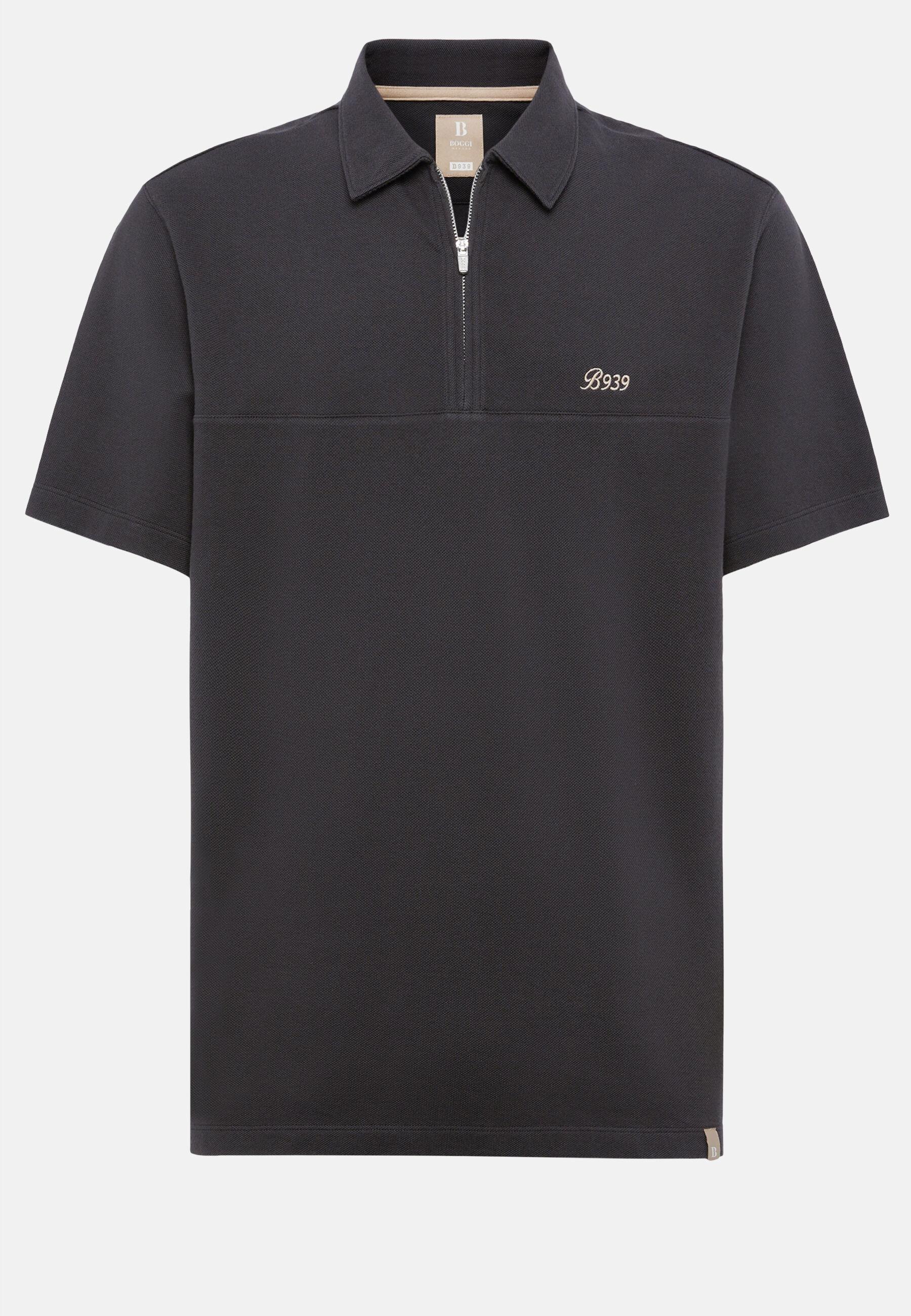 Organic Cotton Blend Piqu&atilde;&copy; Polo Shirt Black, Black, large image number 7