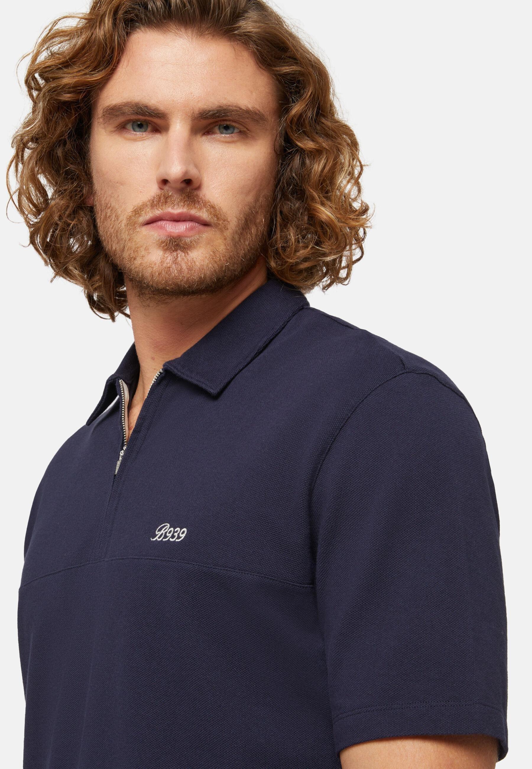 Organic Cotton Blend Piqu&atilde;&copy; Polo Shirt Navy, Navy blue, large image number 5